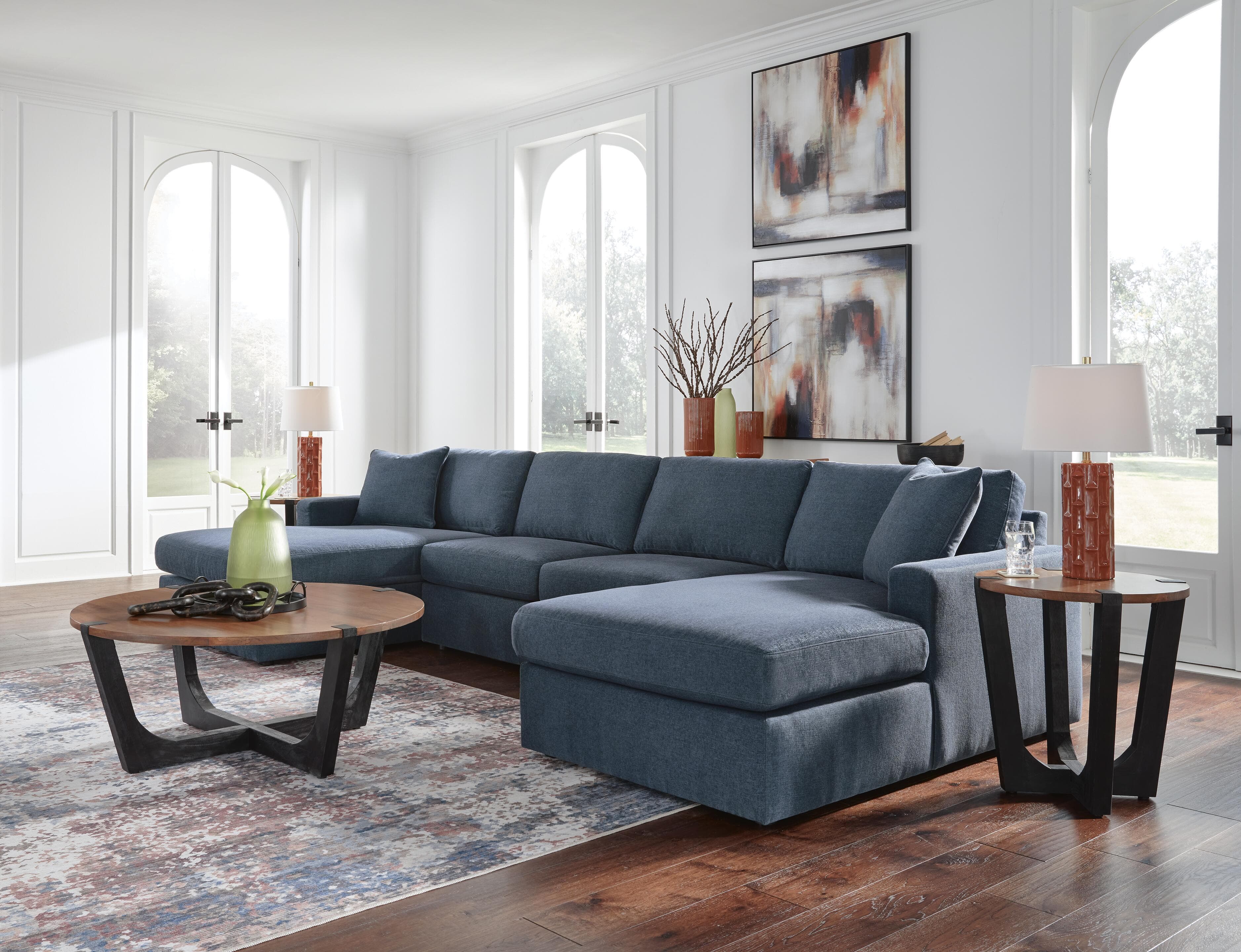 Modmax 4-Piece Sectional with Chaise — Blue — view 3