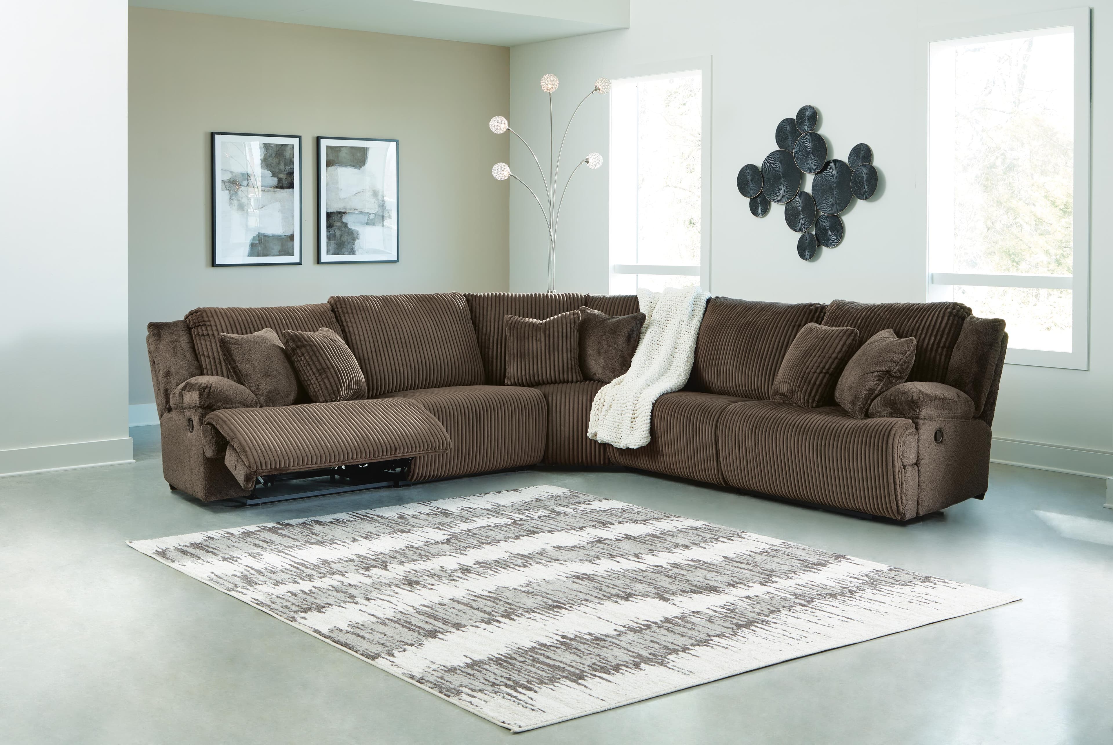 Top Tier 5-Piece Reclining Sectional — Brown/Beige — view 2