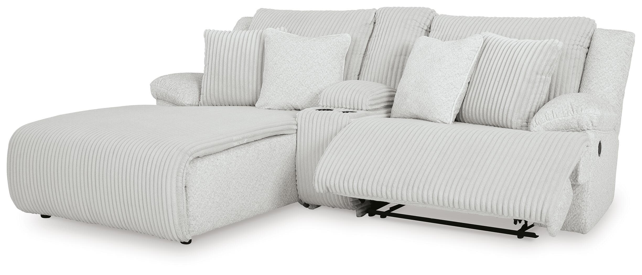 Top Tier 3-Piece Reclining Sectional Sofa with Chaise — Black/Gray — view 3