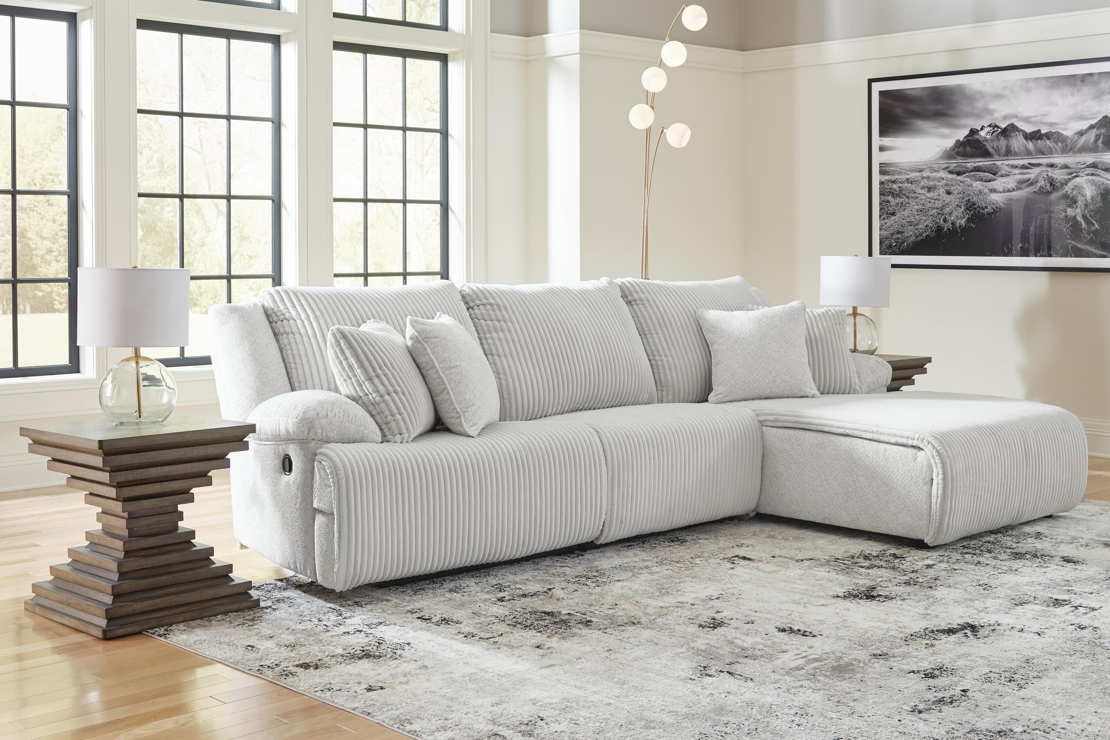 Top Tier 3-Piece Reclining Sectional Sofa Chaise — Black/Gray — view 2