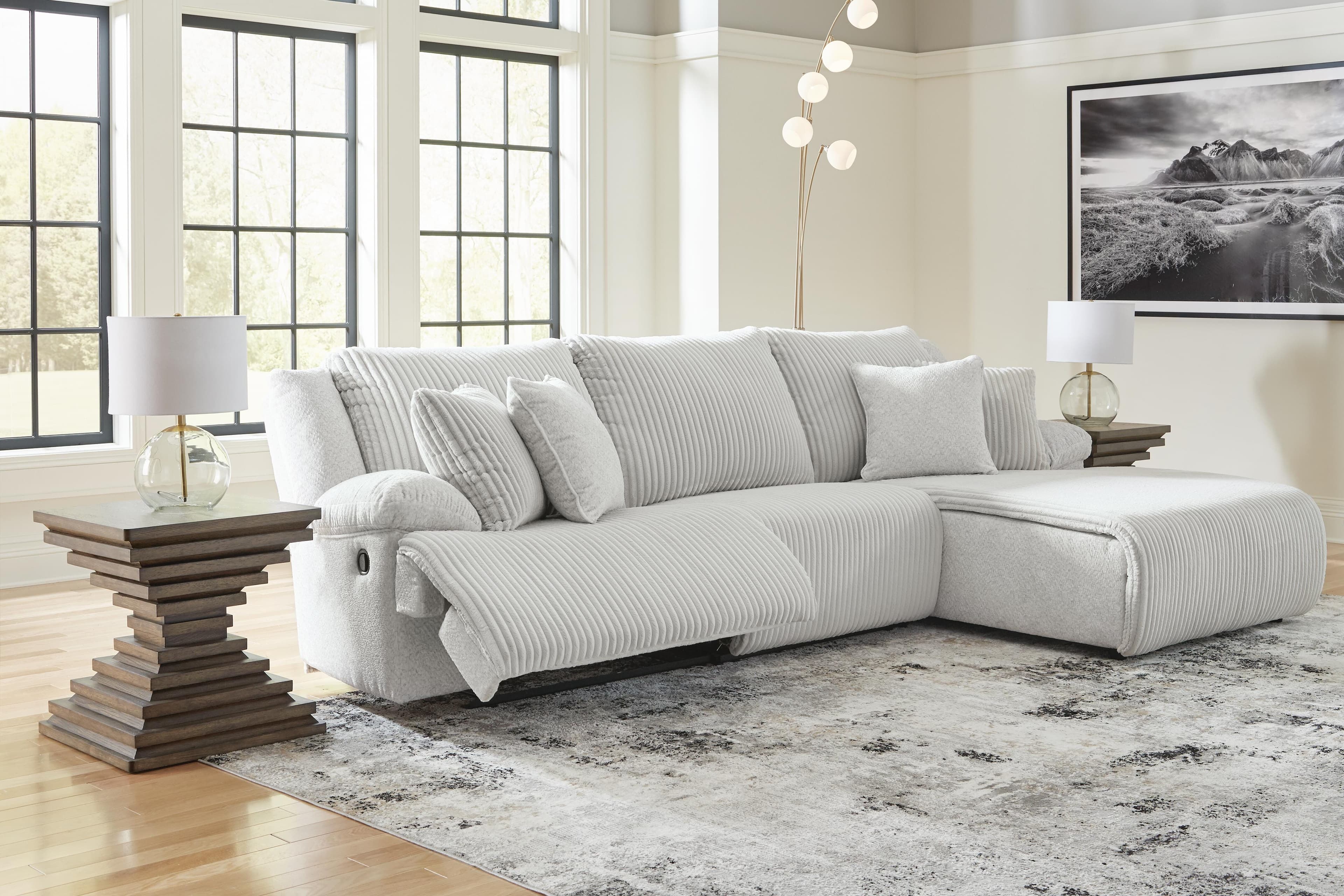 Top Tier 3-Piece Reclining Sectional Sofa Chaise — Black/Gray — view 5