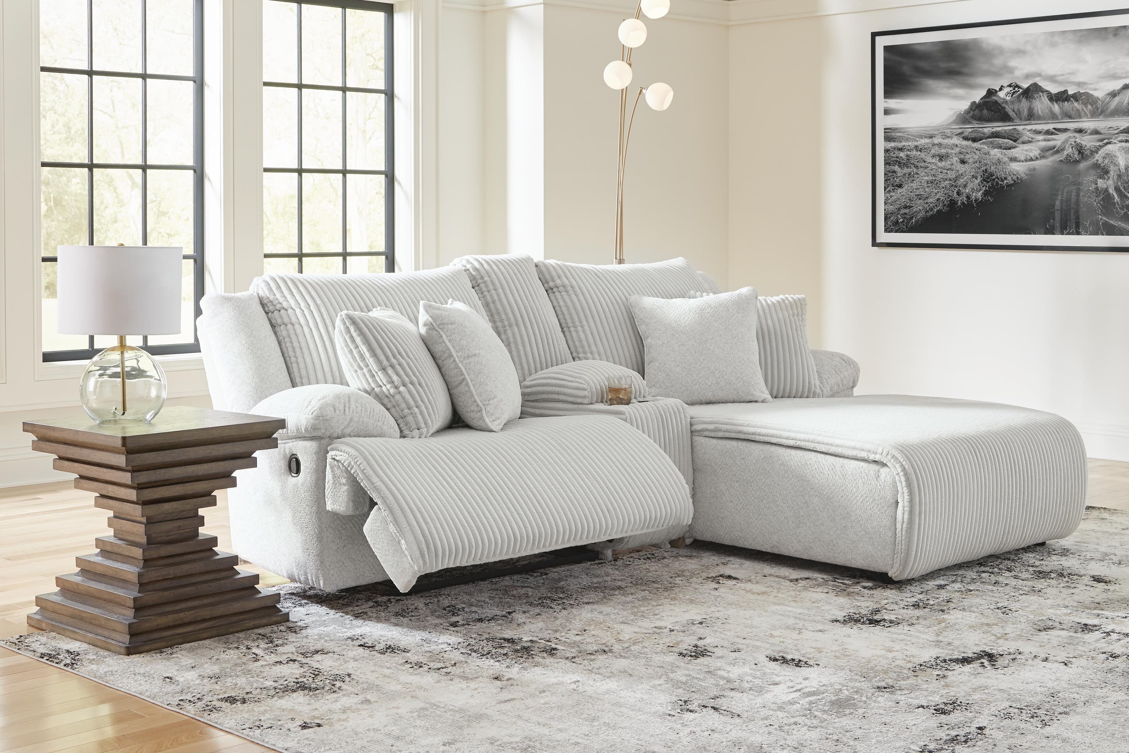 Top Tier 3-Piece Reclining Sectional Sofa with Chaise — Black/Gray — view 5