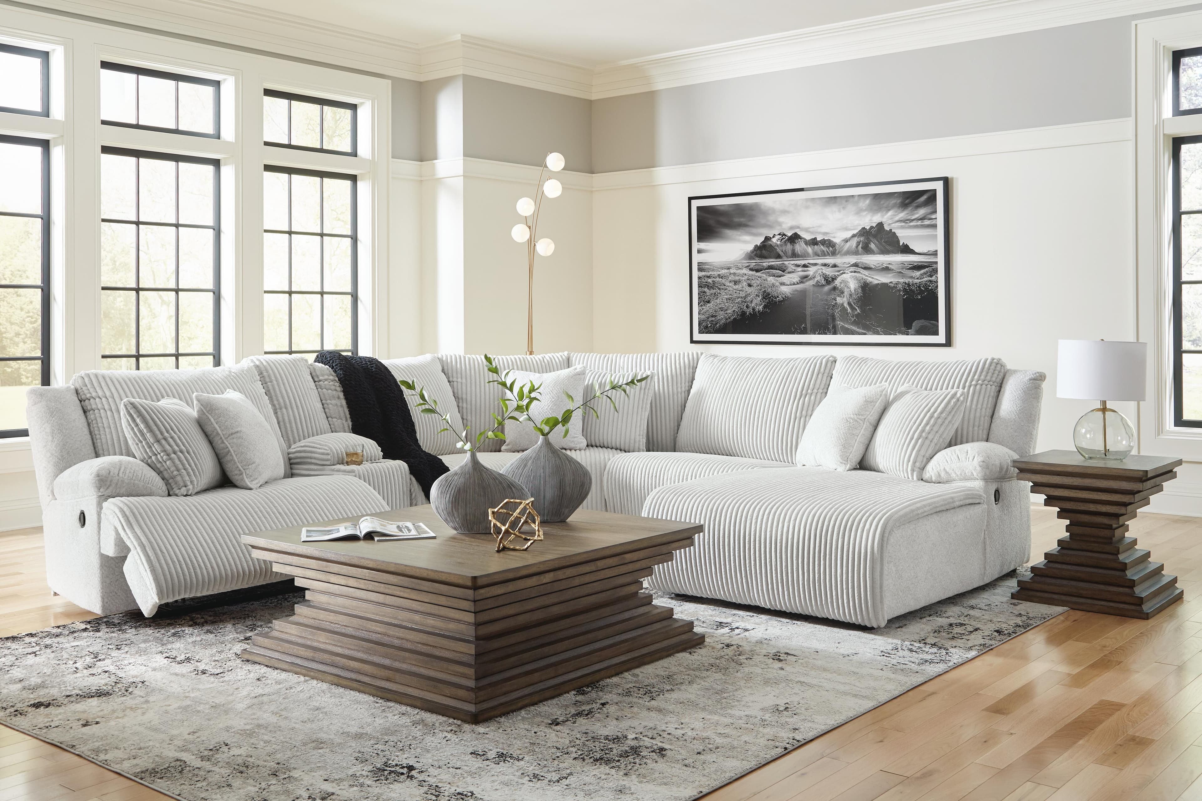 Top Tier 6-Piece Reclining Sectional with Chaise — Black/Gray — view 5