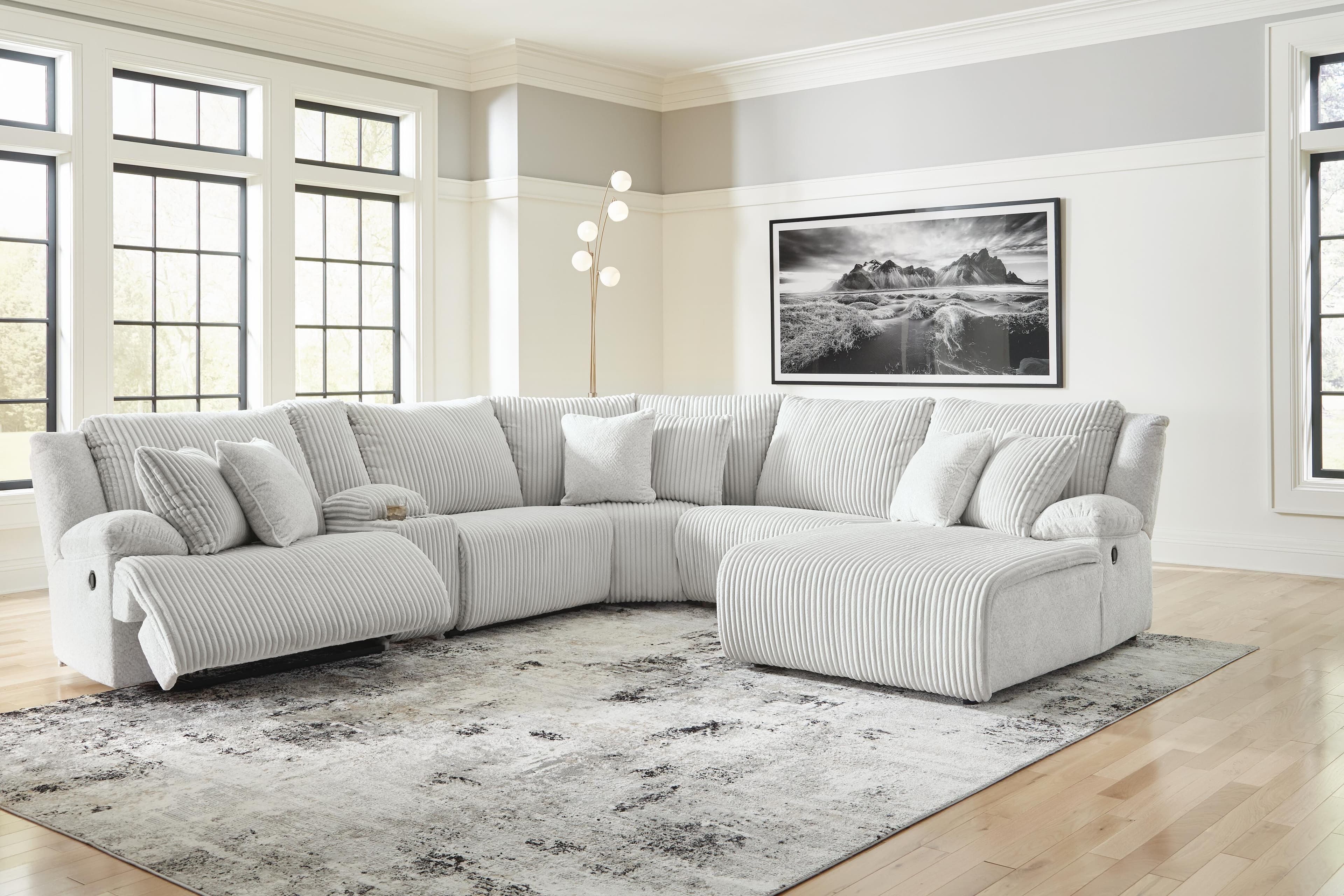 Top Tier 6-Piece Reclining Sectional with Chaise — Black/Gray — view 2