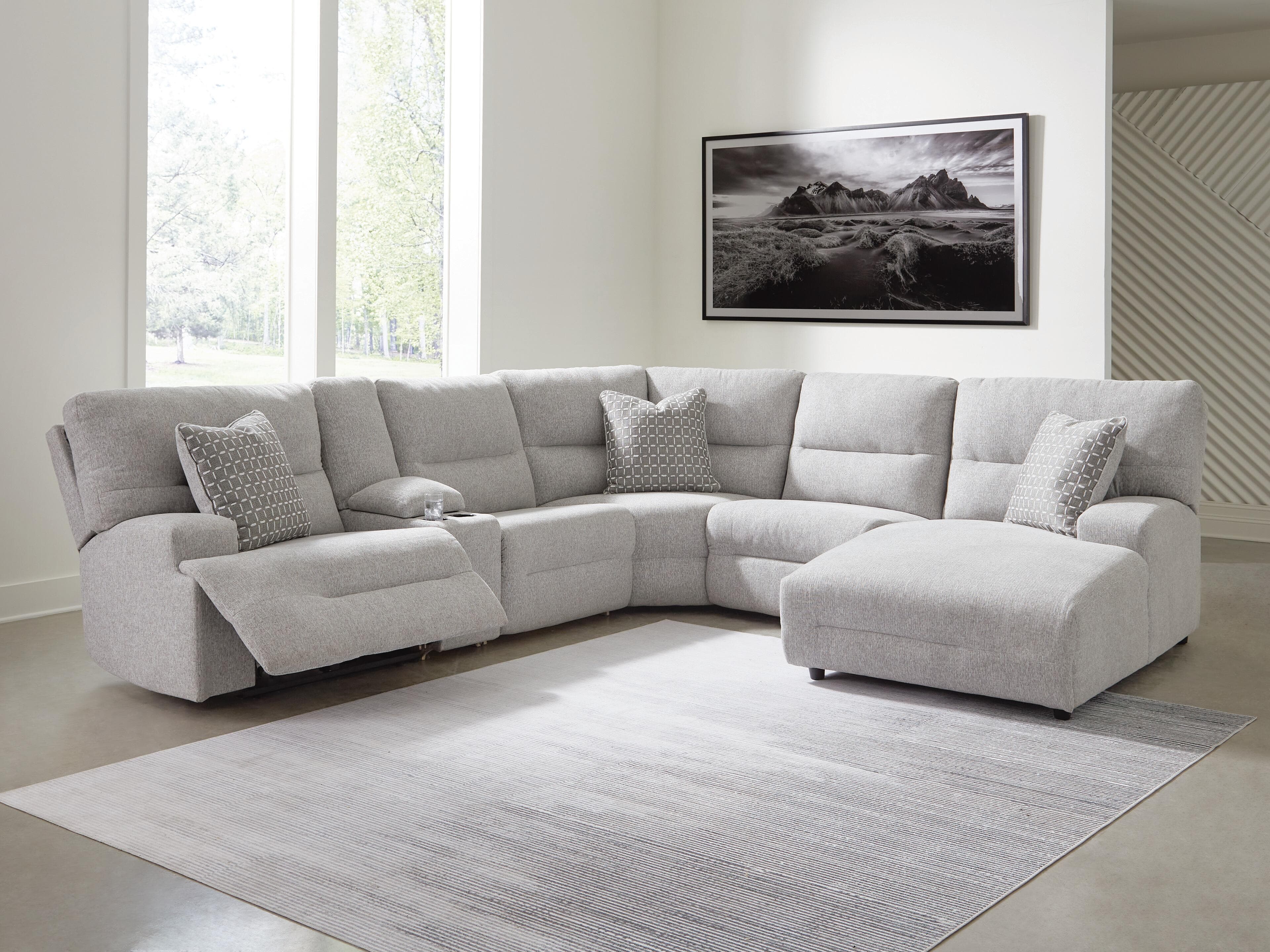 Acklen Place 6-Piece Power Reclining Sectional with Chaise — Black/Gray — view 2