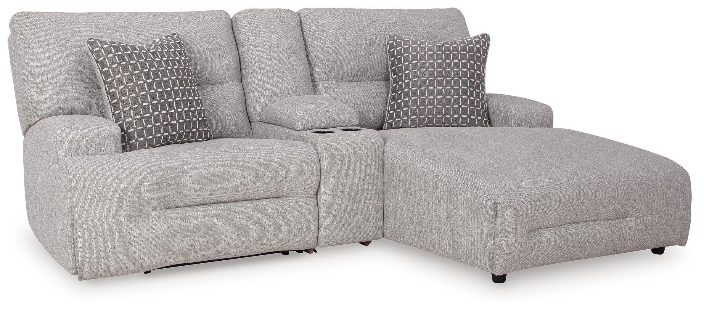 Acklen Place 3-Piece Power Reclining Sectional Sofa with Chaise — Black/Gray — Elite Furniture Cincinnati