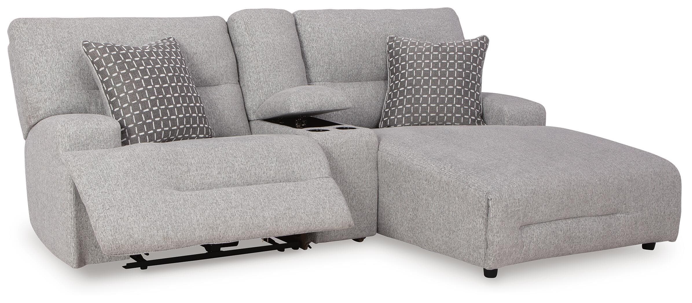 Acklen Place 3-Piece Power Reclining Sectional Sofa with Chaise — Black/Gray — view 3