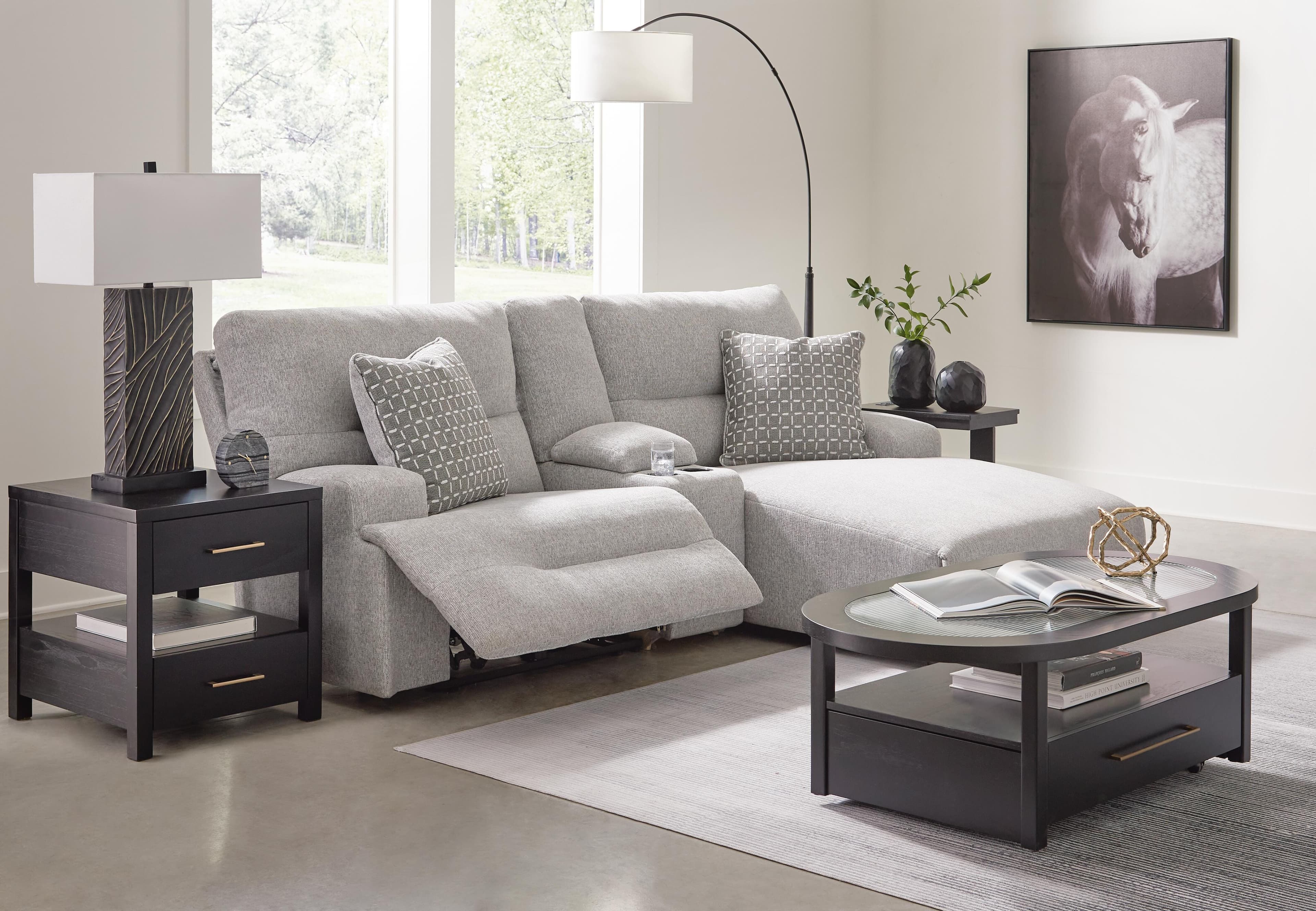 Acklen Place 3-Piece Power Reclining Sectional Sofa with Chaise — Black/Gray — view 5