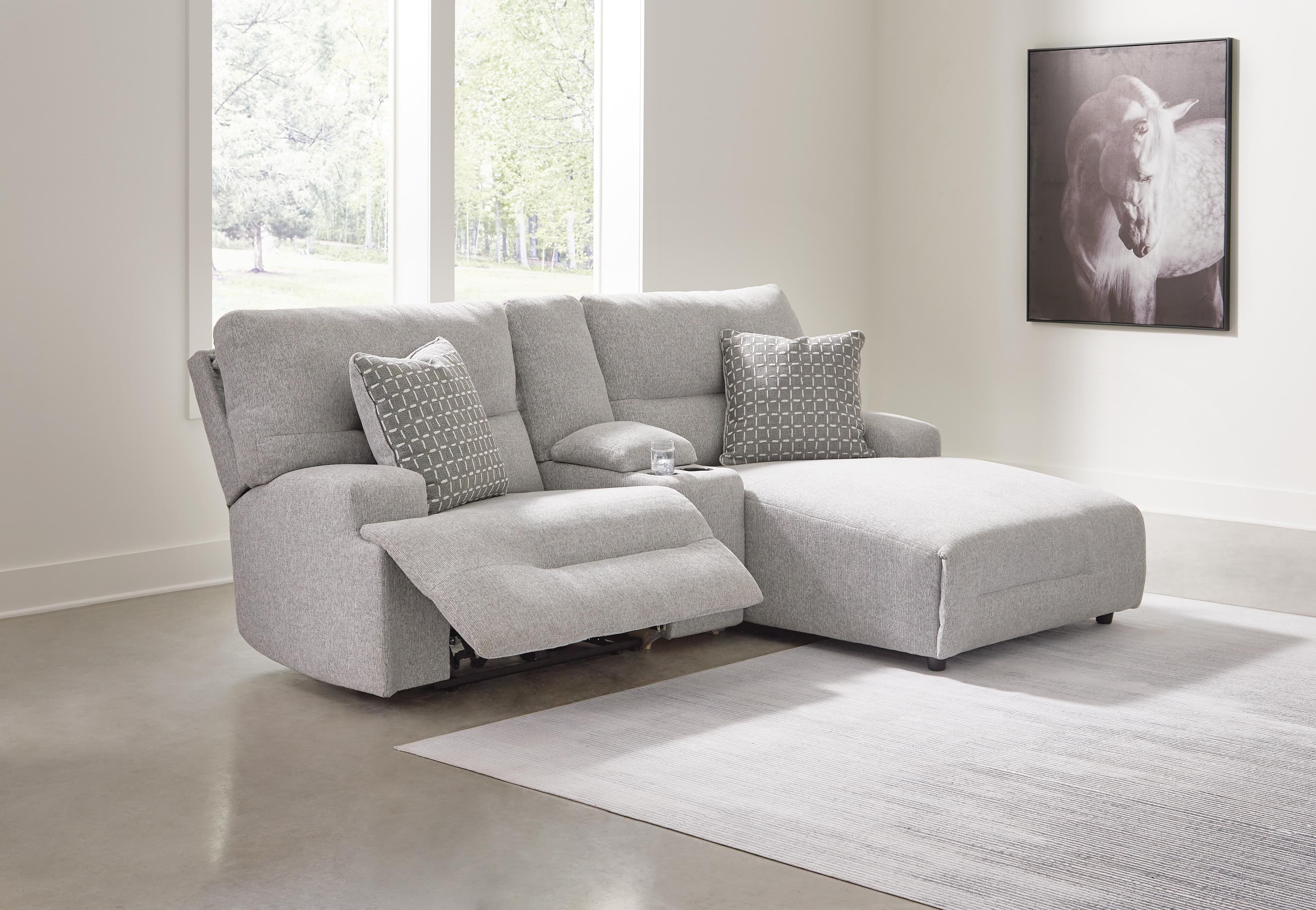 Acklen Place 3-Piece Power Reclining Sectional Sofa with Chaise — Black/Gray — view 2