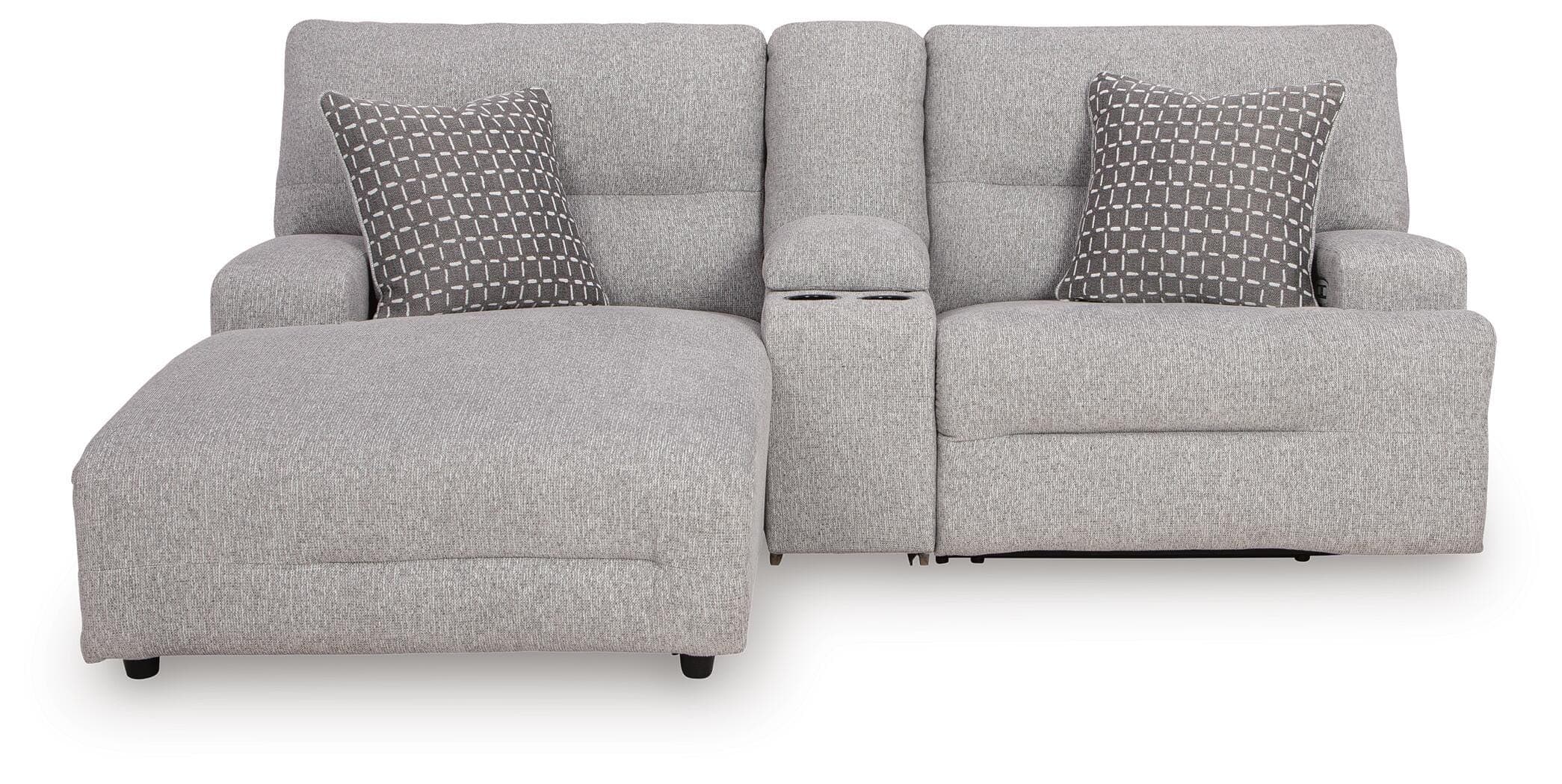 Acklen Place 3-Piece Power Reclining Sectional Sofa with Chaise — Black/Gray — view 4