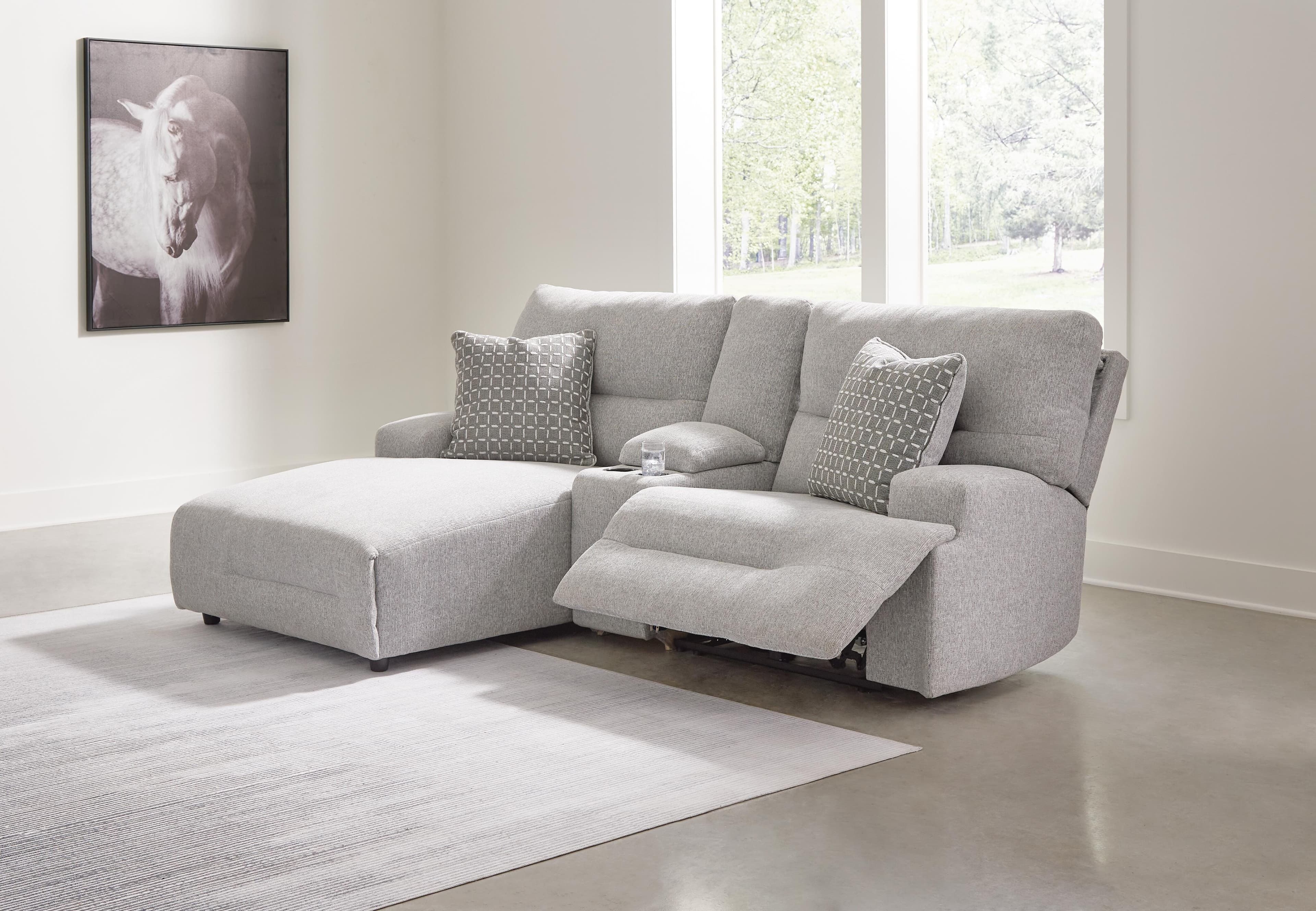Acklen Place 3-Piece Power Reclining Sectional Sofa with Chaise — Black/Gray — view 2