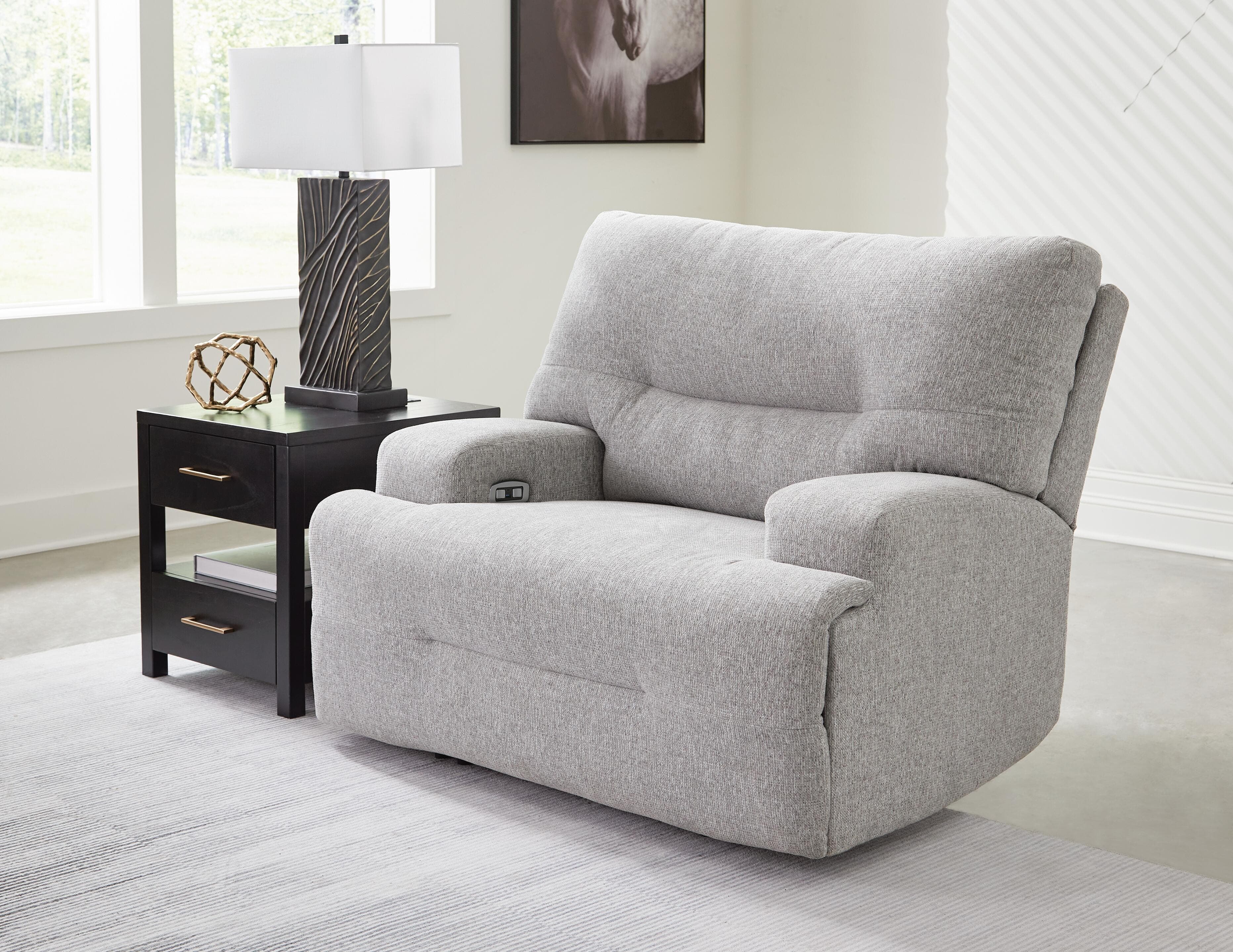 Acklen Place Oversized Power Recliner — Black/Gray — view 2