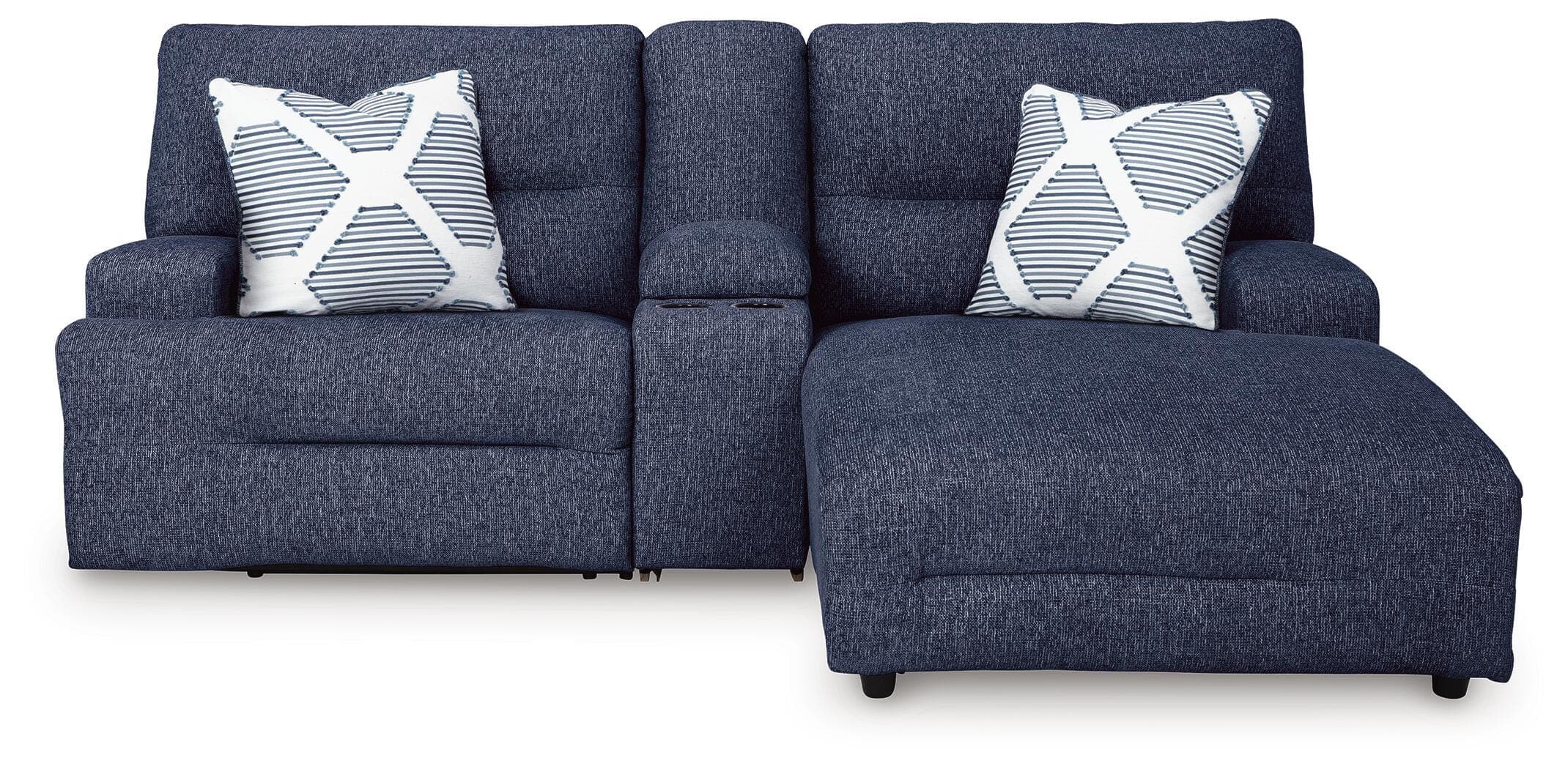 Acklen Place 3-Piece Power Reclining Sectional Sofa with Chaise — Blue — view 4