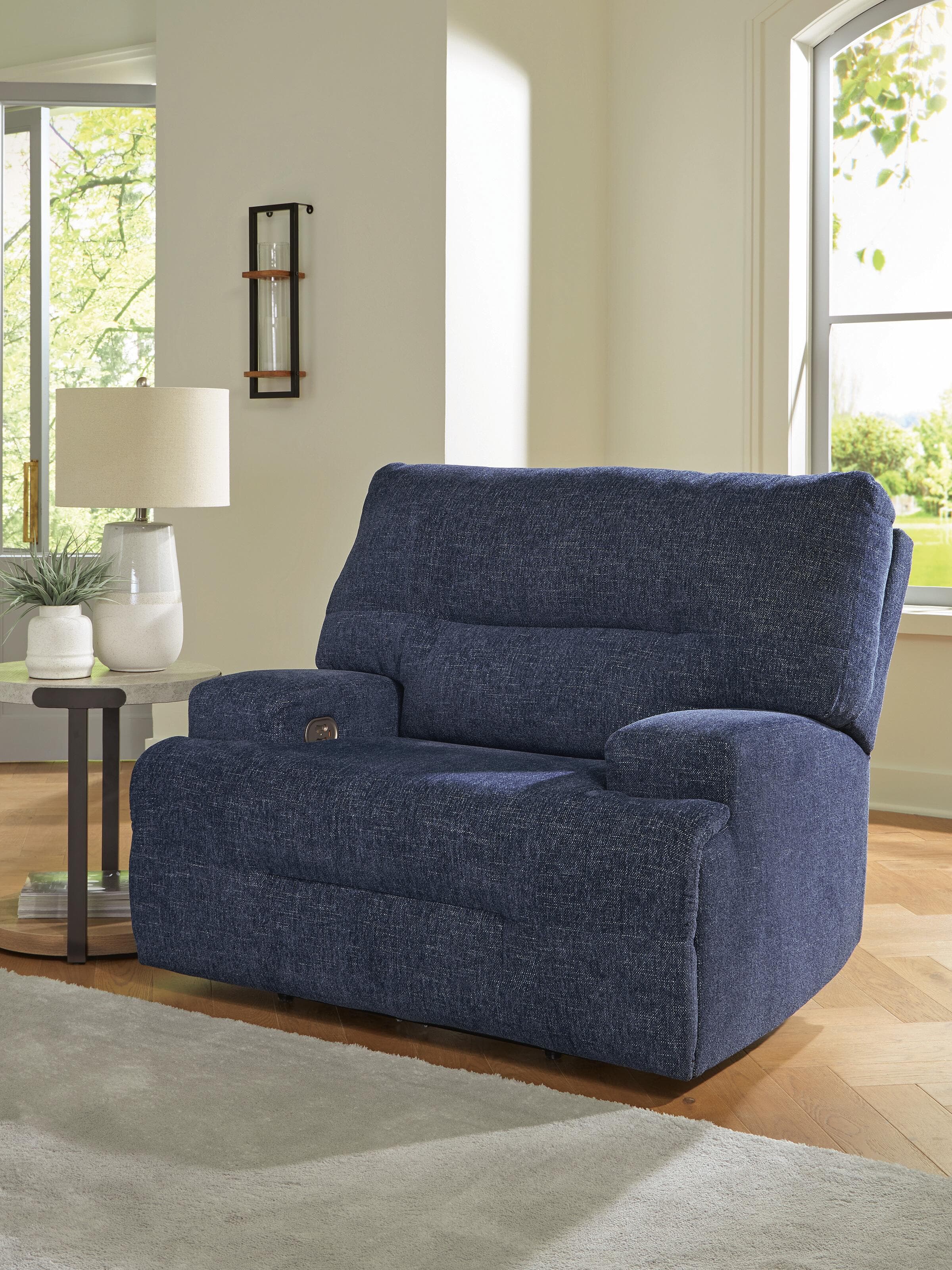 Acklen Place Oversized Power Recliner — Blue — view 2