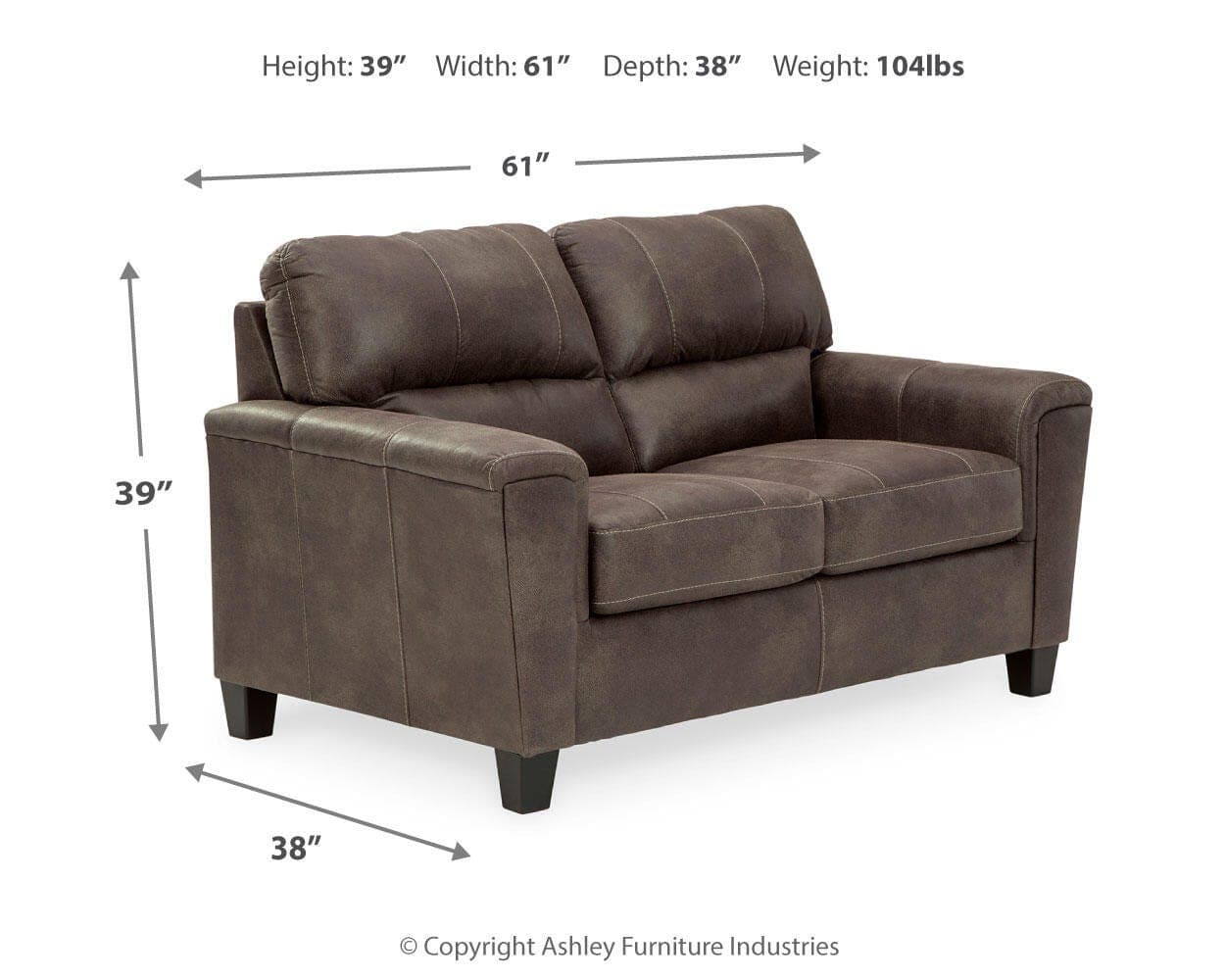 Navi Loveseat — Black/Gray — view 4