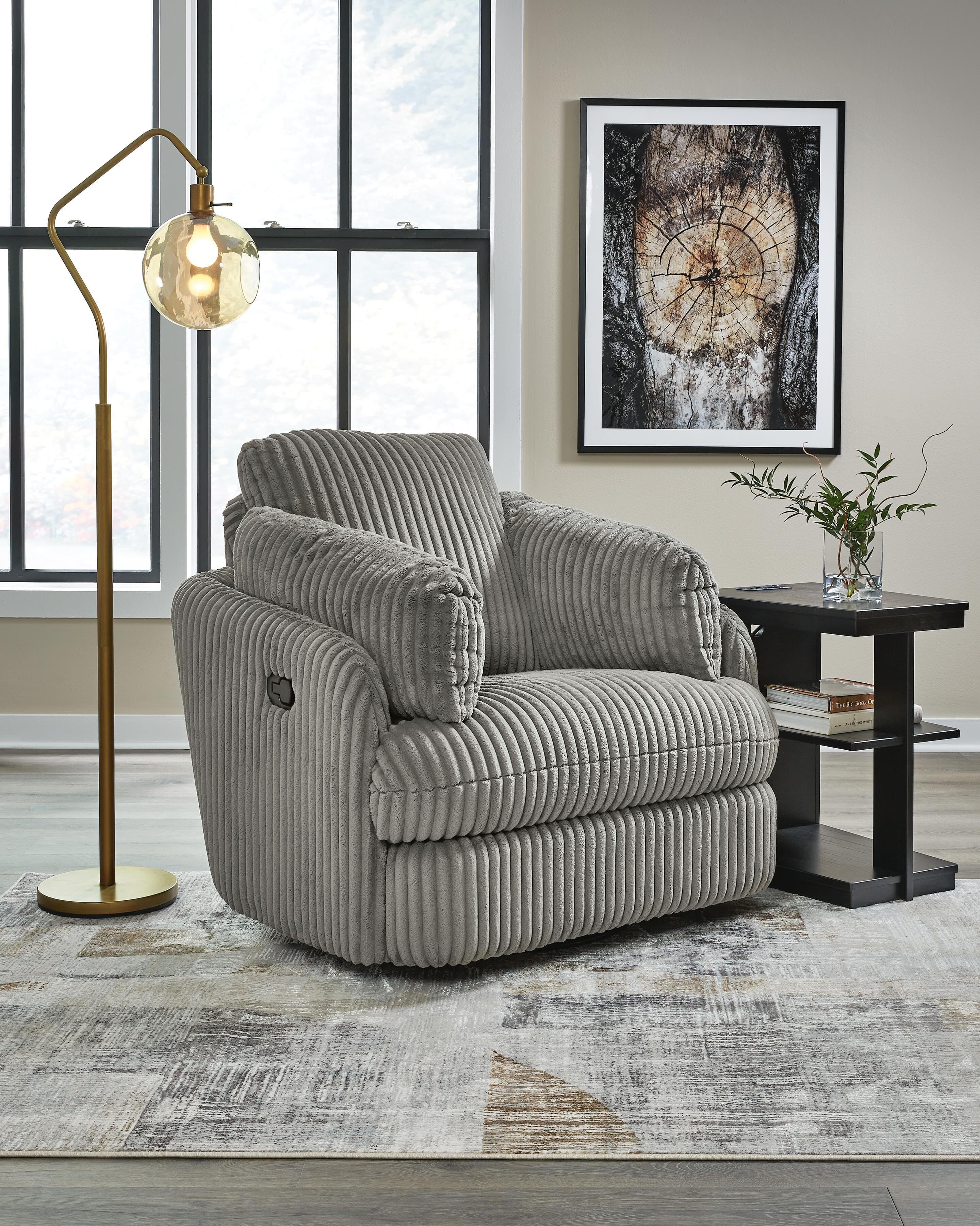 Tie-Breaker Swivel Glider Recliner — Black/Gray — view 2