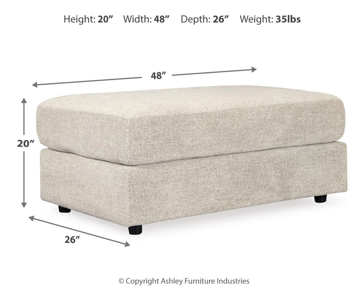 Soletren Oversized Ottoman — White — view 4