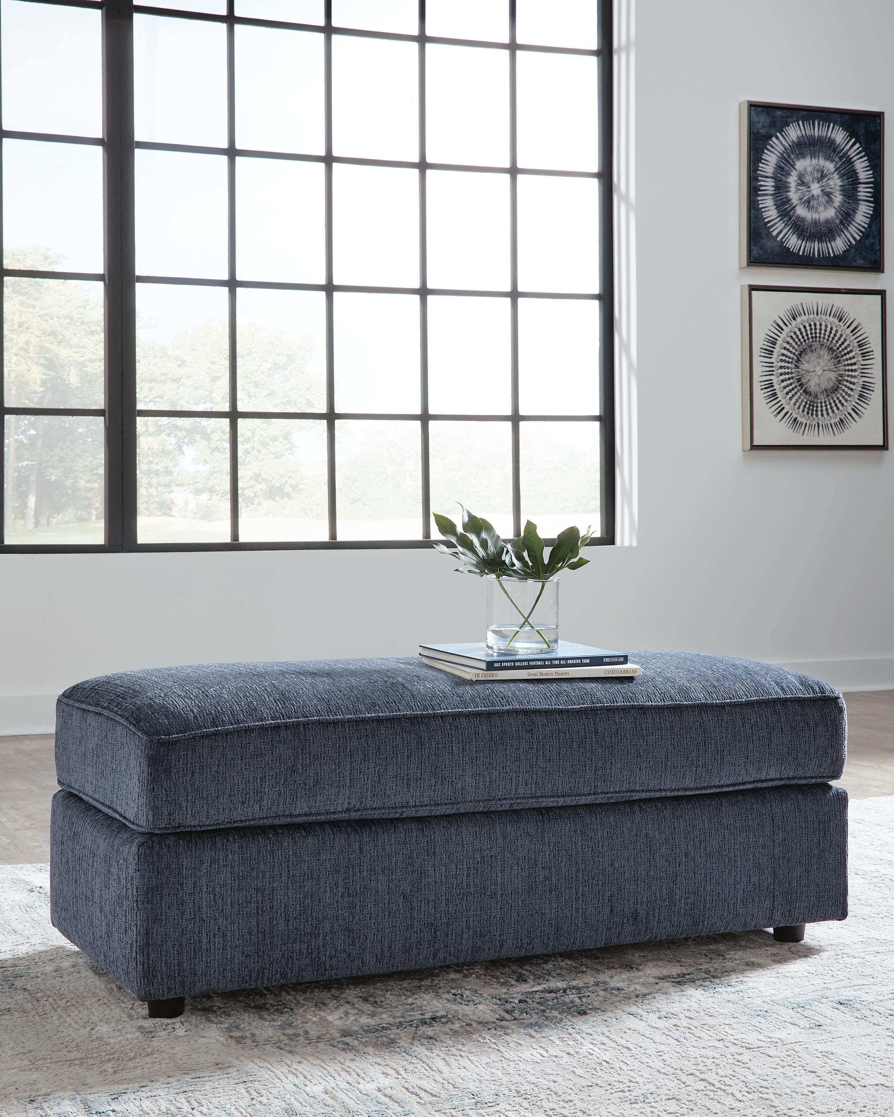 Albar Place Oversized Accent Ottoman — Blue — view 2