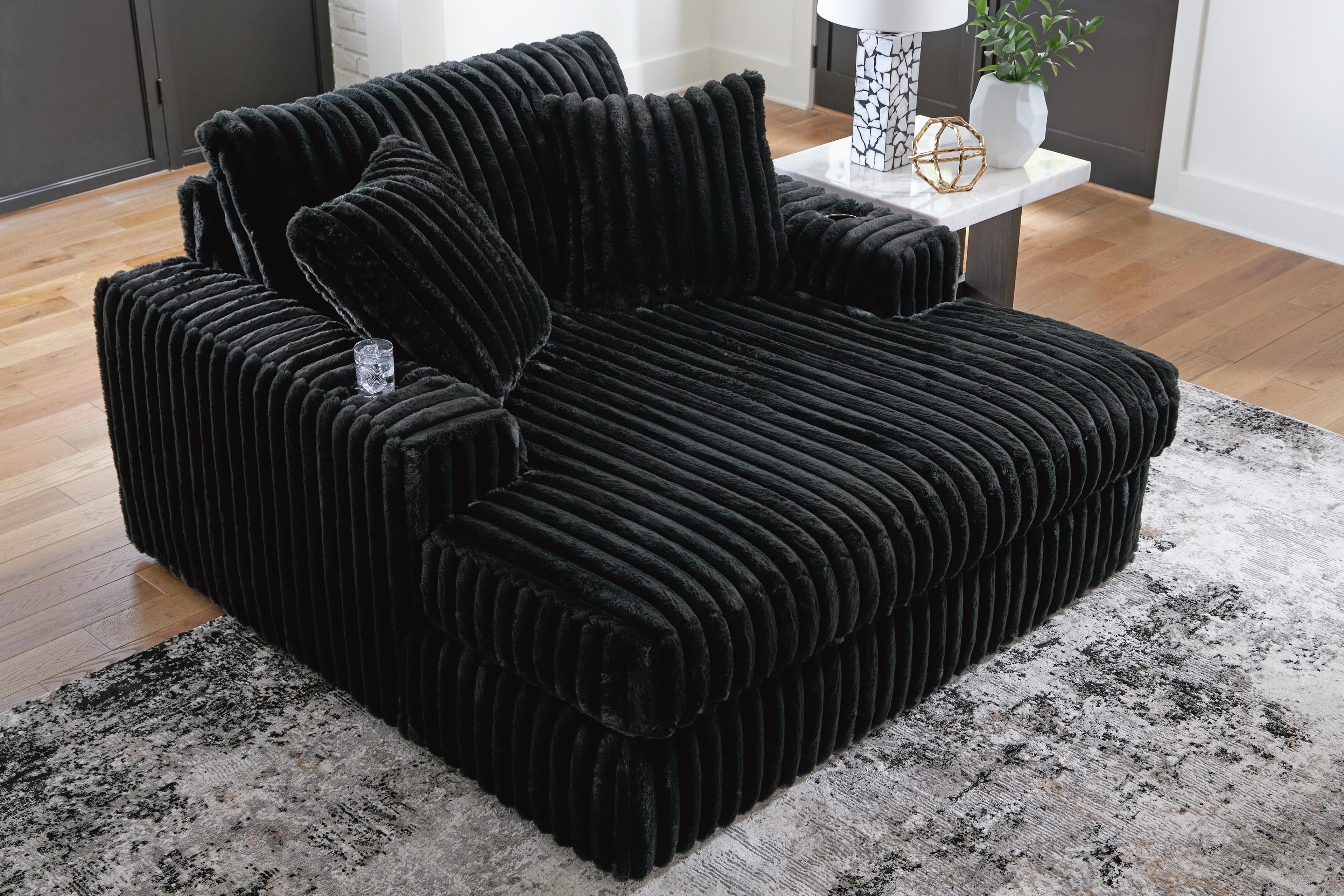 Midnight-Madness Oversized Chaise — Black/Gray — view 6
