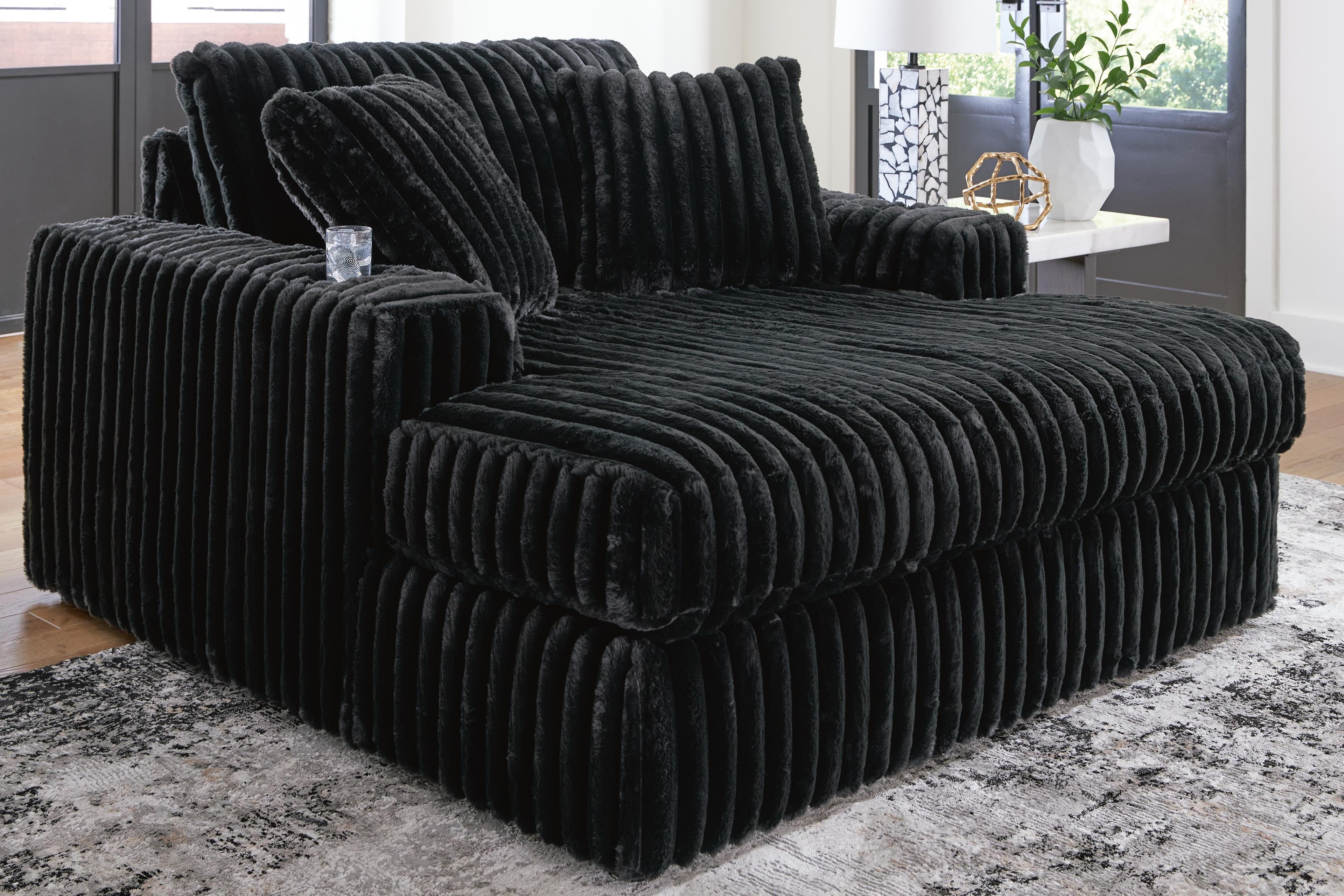 Midnight-Madness Oversized Chaise — Black/Gray — view 2