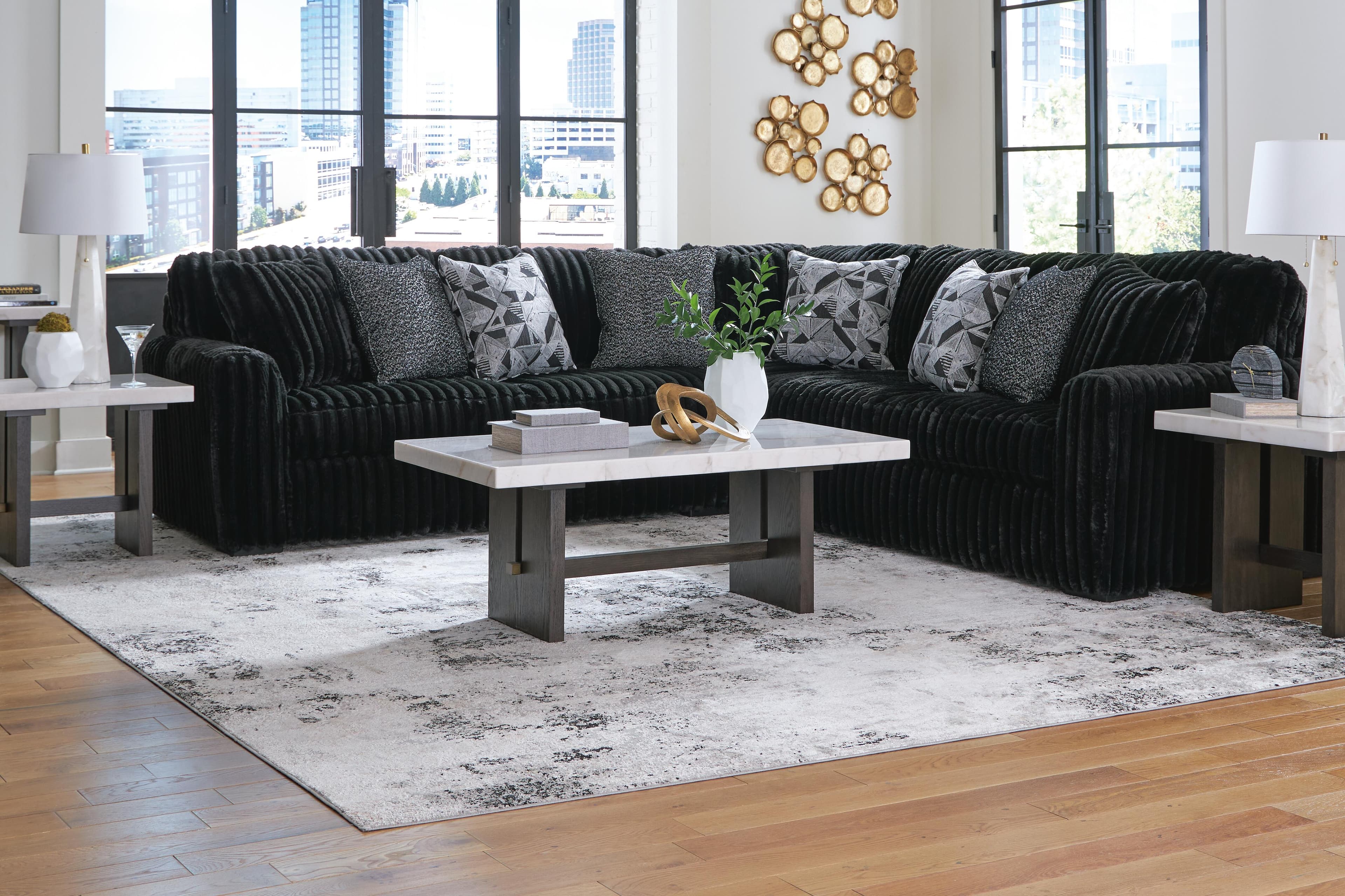 Midnight-Madness 3-Piece Sectional — Black/Gray — view 4