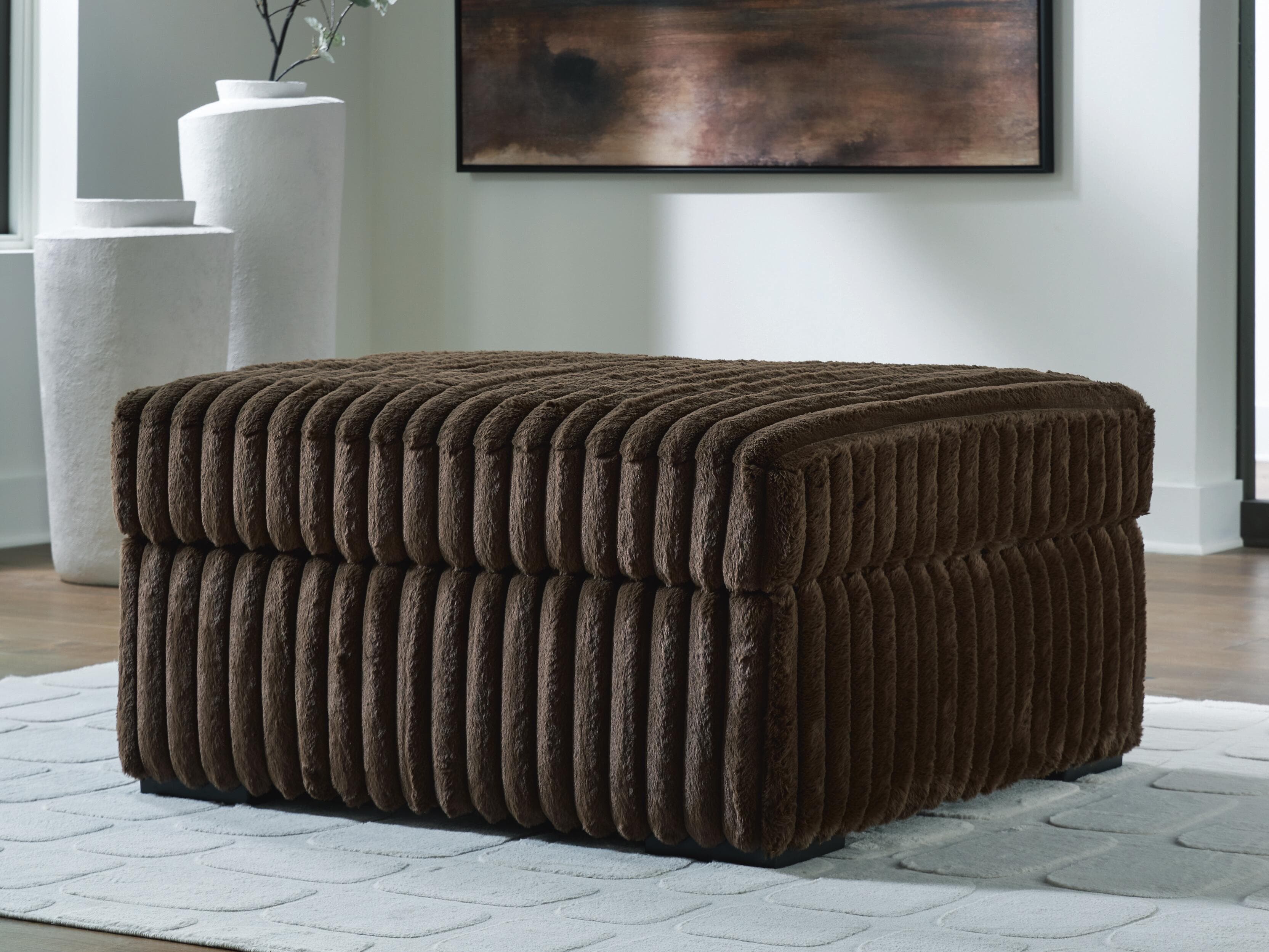 Midnight-Madness Oversized Accent Ottoman — Brown/Beige — view 2