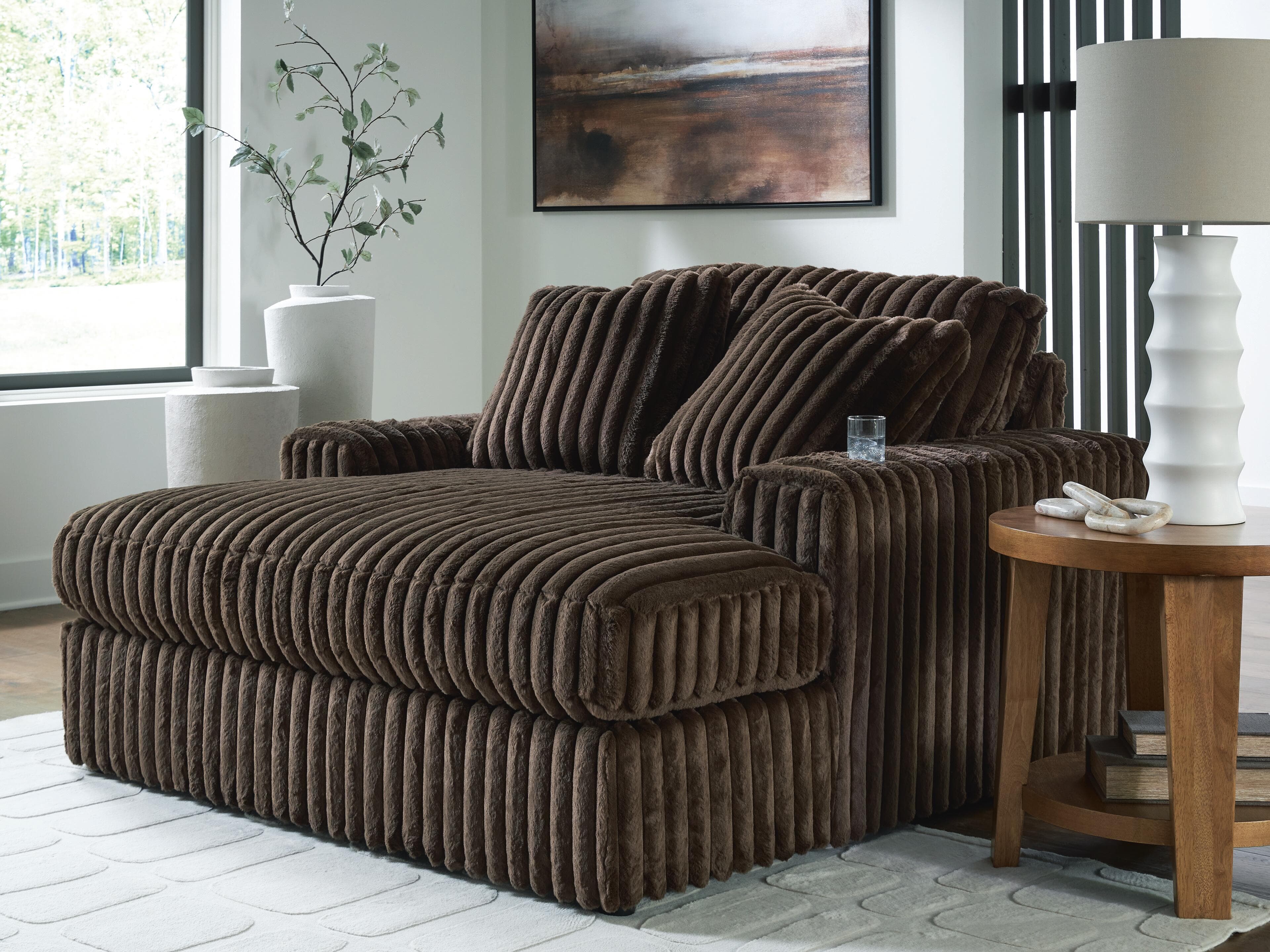 Midnight-Madness Oversized Chaise — Brown/Beige — view 2
