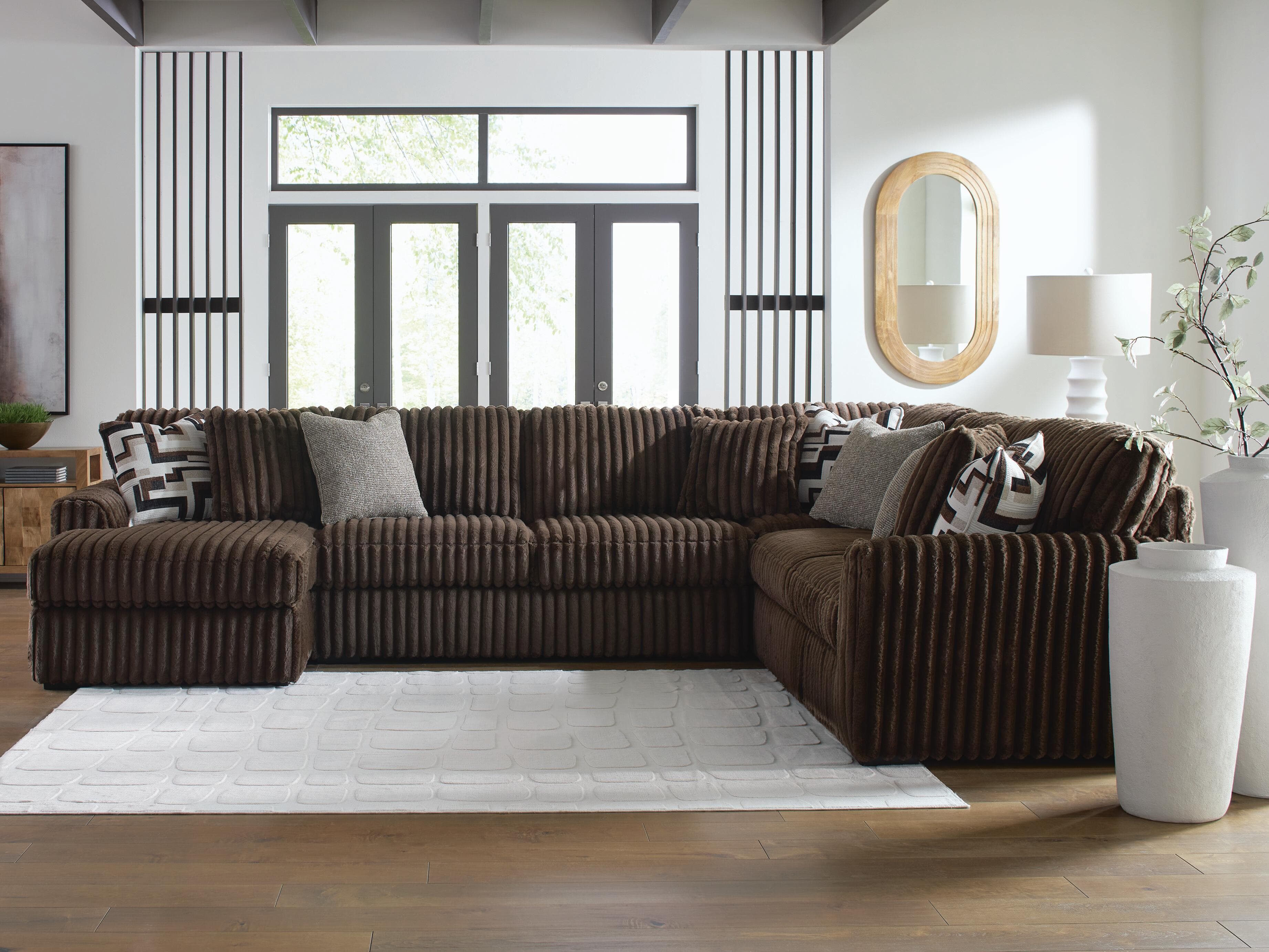 Midnight-Madness 4-Piece Sectional with Chaise — Brown/Beige — view 2