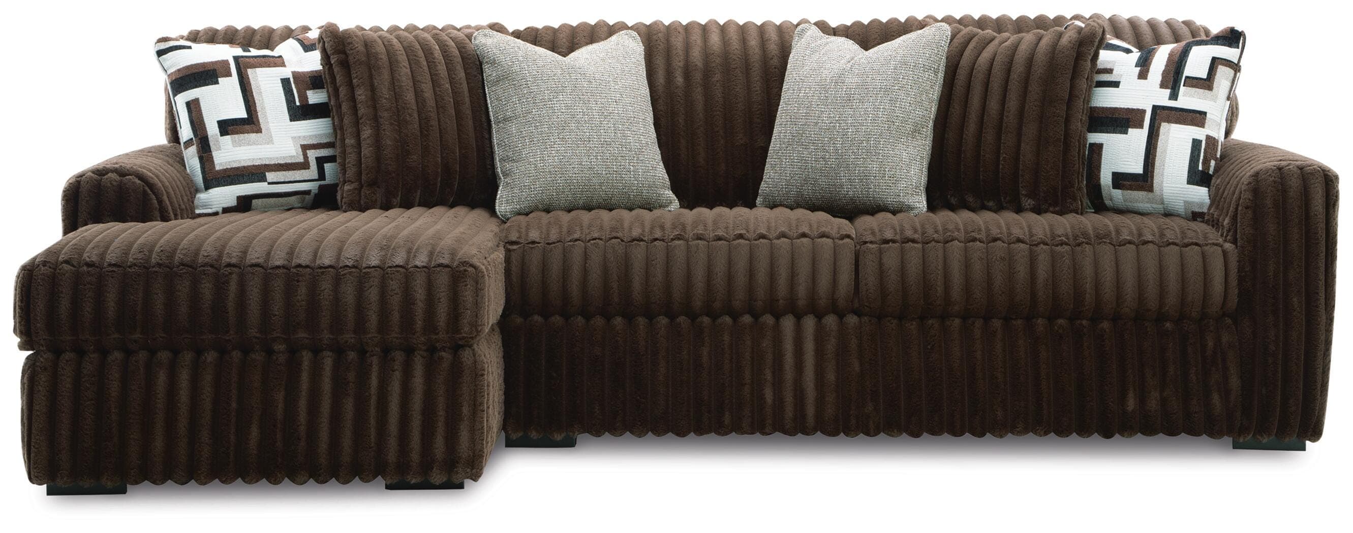 Midnight-Madness 2-Piece Sectional Sofa with Chaise — Brown/Beige — view 3