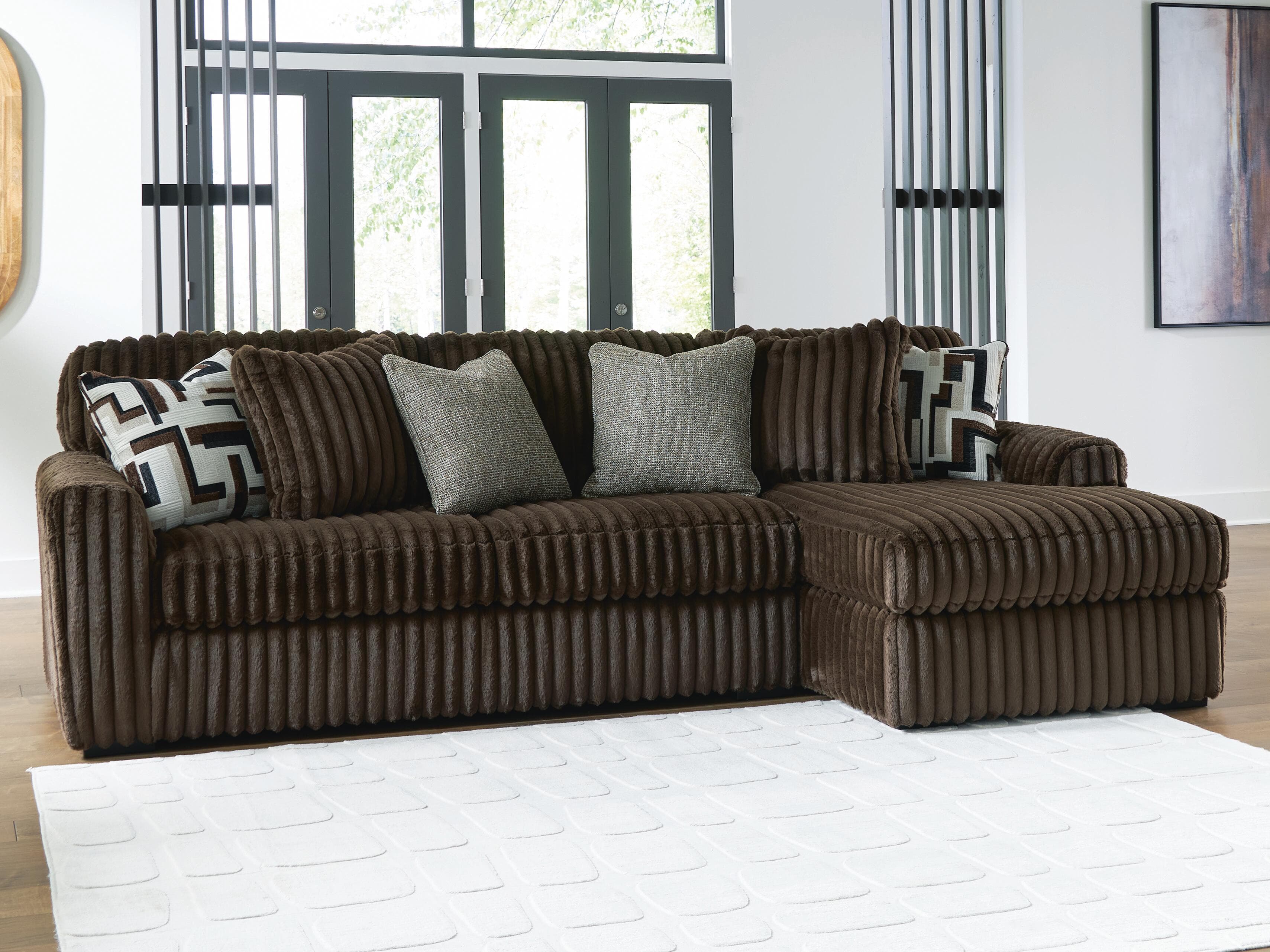 Midnight-Madness 2-Piece Sectional Sofa with Chaise — Brown/Beige — view 5