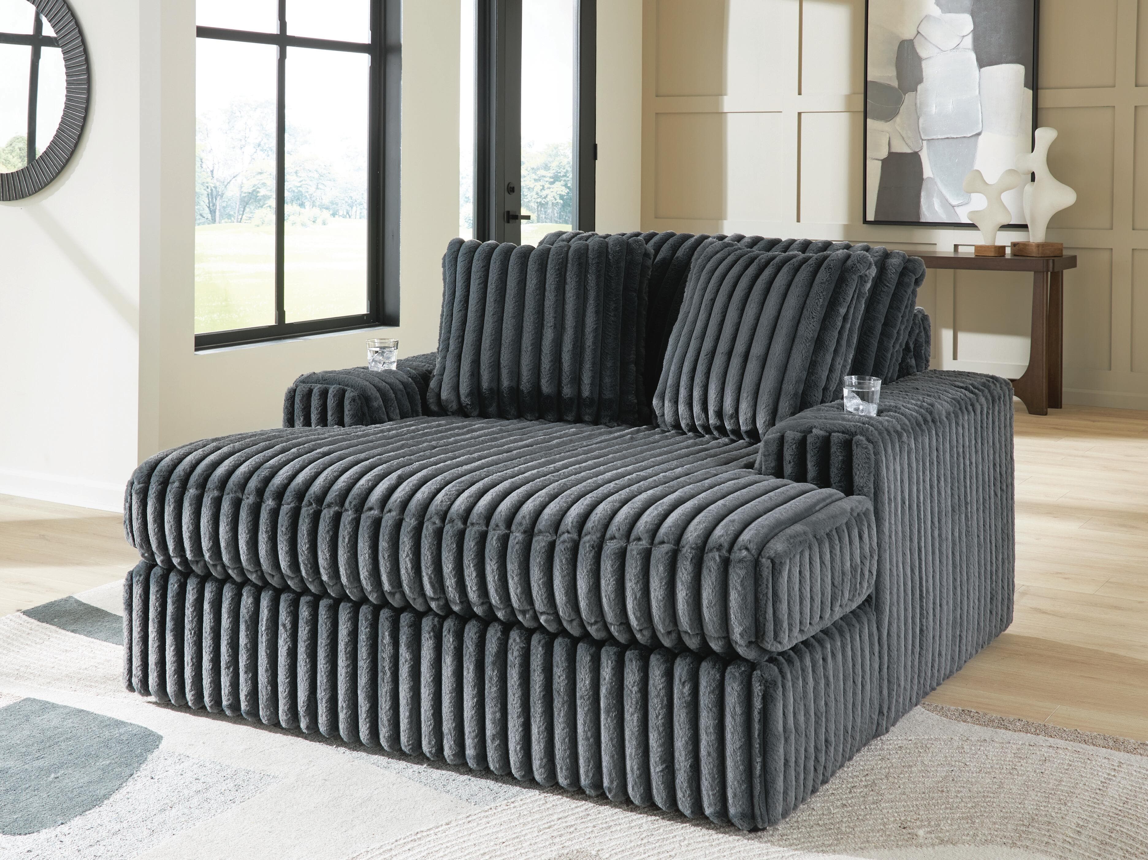 Midnight-Madness Oversized Chaise — Black/Gray — view 2