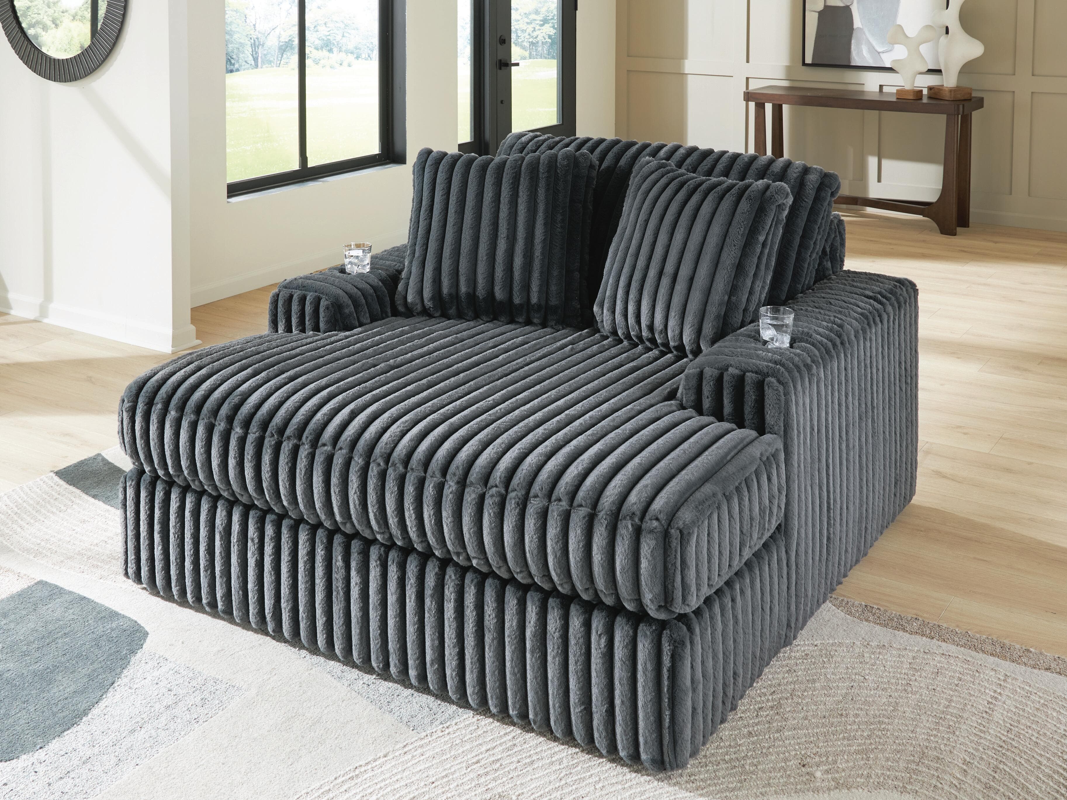 Midnight-Madness Oversized Chaise — Black/Gray — view 5