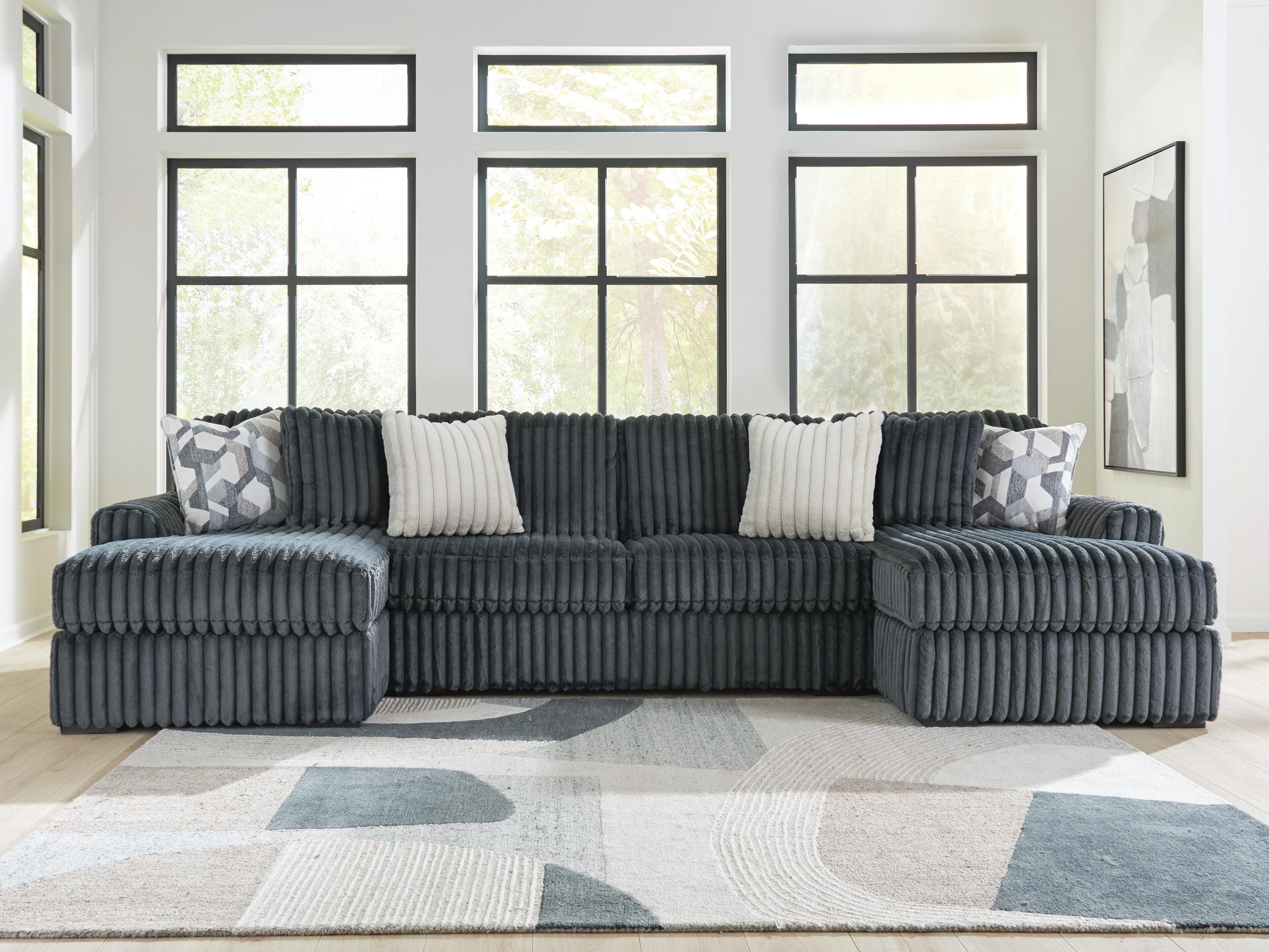 Midnight-Madness 3-Piece Double Chaise Sectional — Gunmetal — view 2