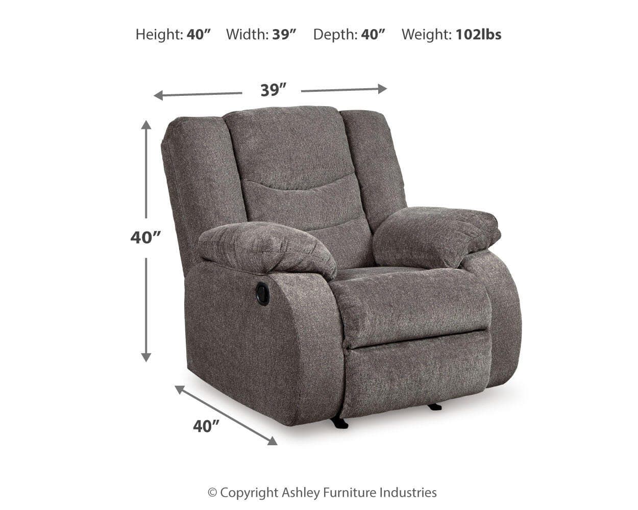 Tulen Recliner — Black/Gray — view 4