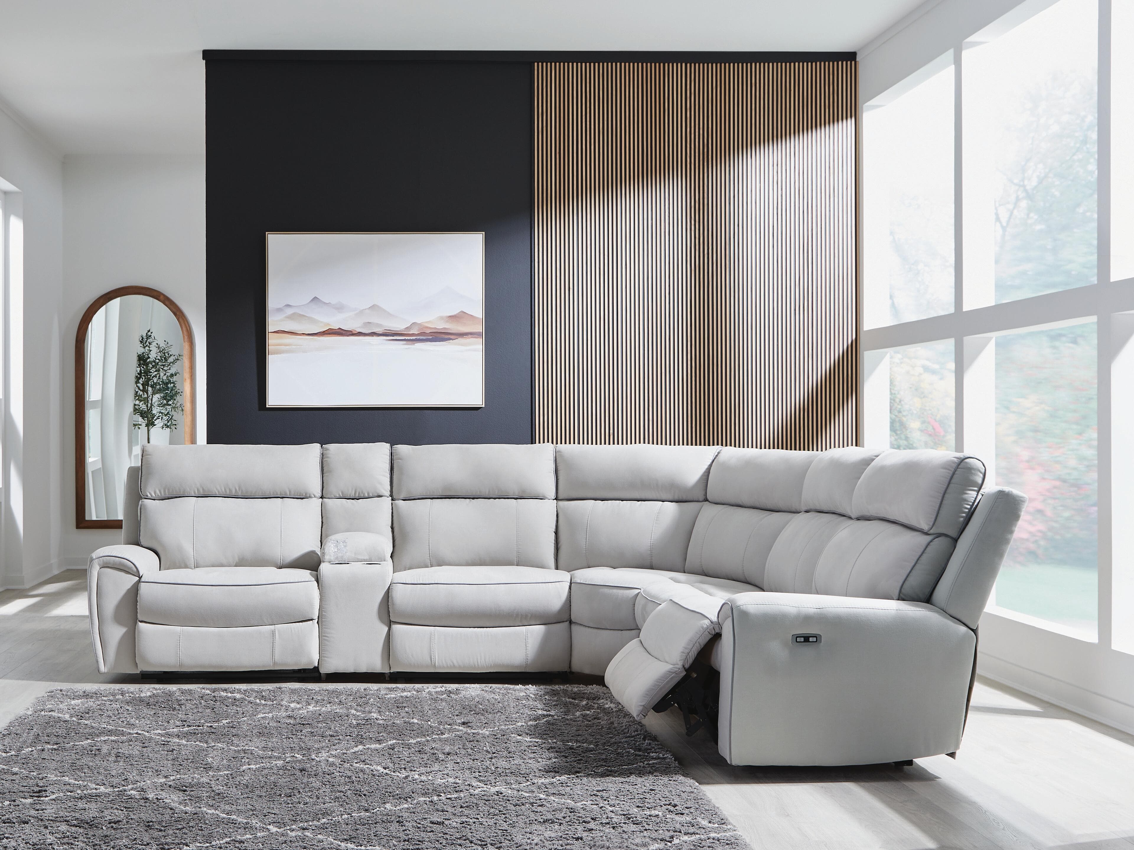 Grafton Pike 6-Piece Power Reclining Sectional — Pearl/Ash — view 2