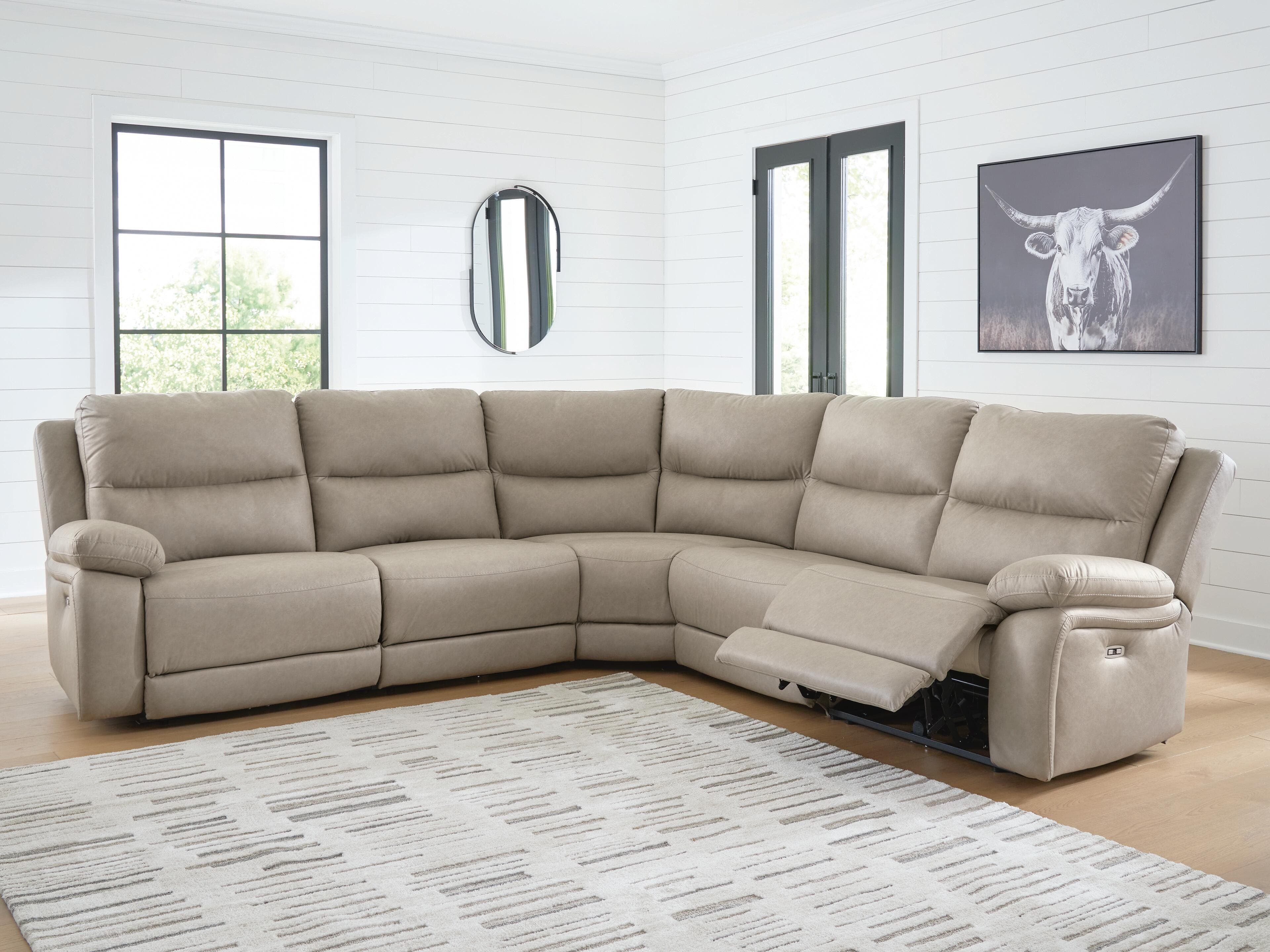 Brannigan 5-Piece Power Reclining Sectional — Pebble — view 2
