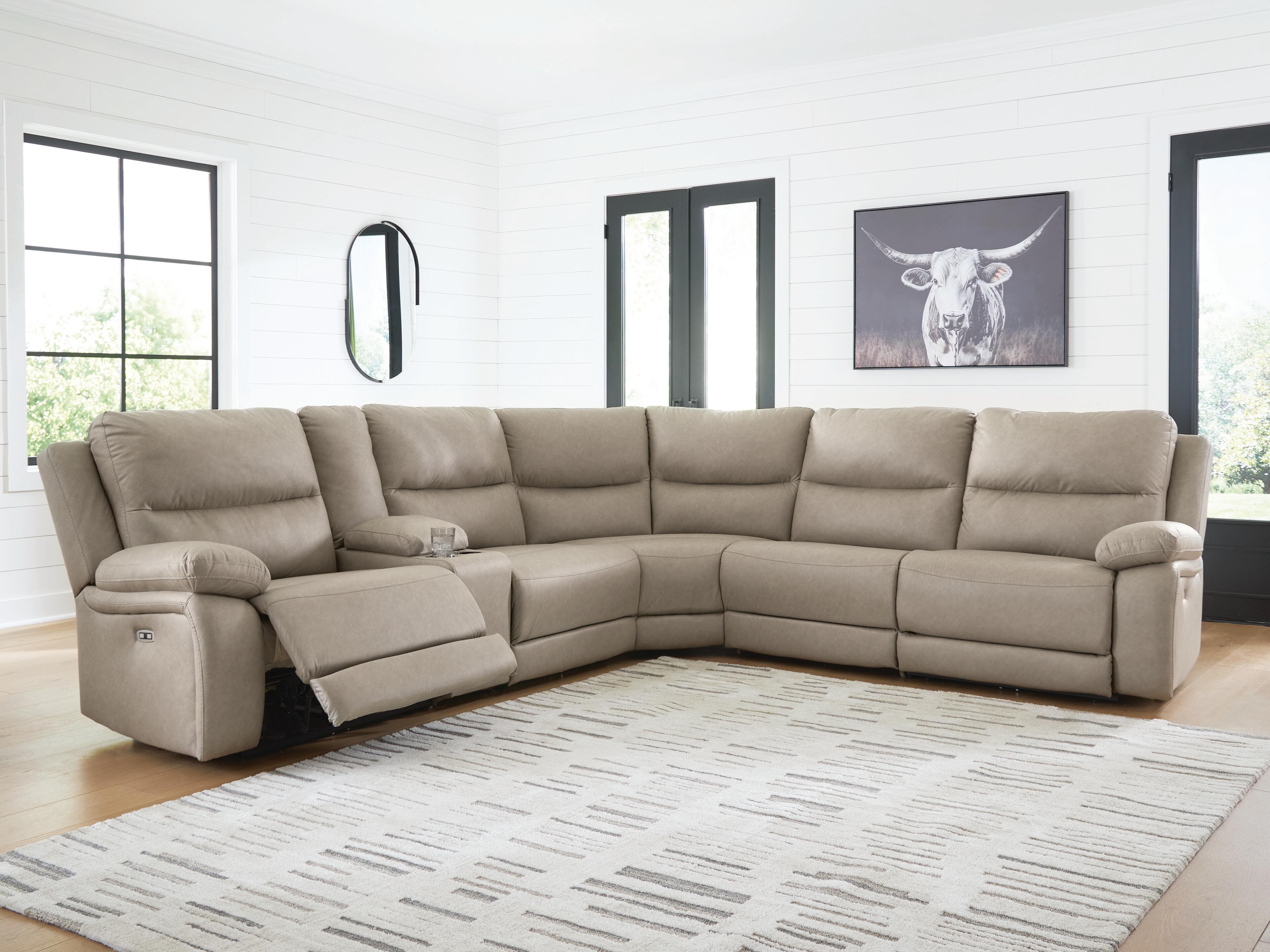 Brannigan 6-Piece Power Reclining Sectional — Pebble — view 2