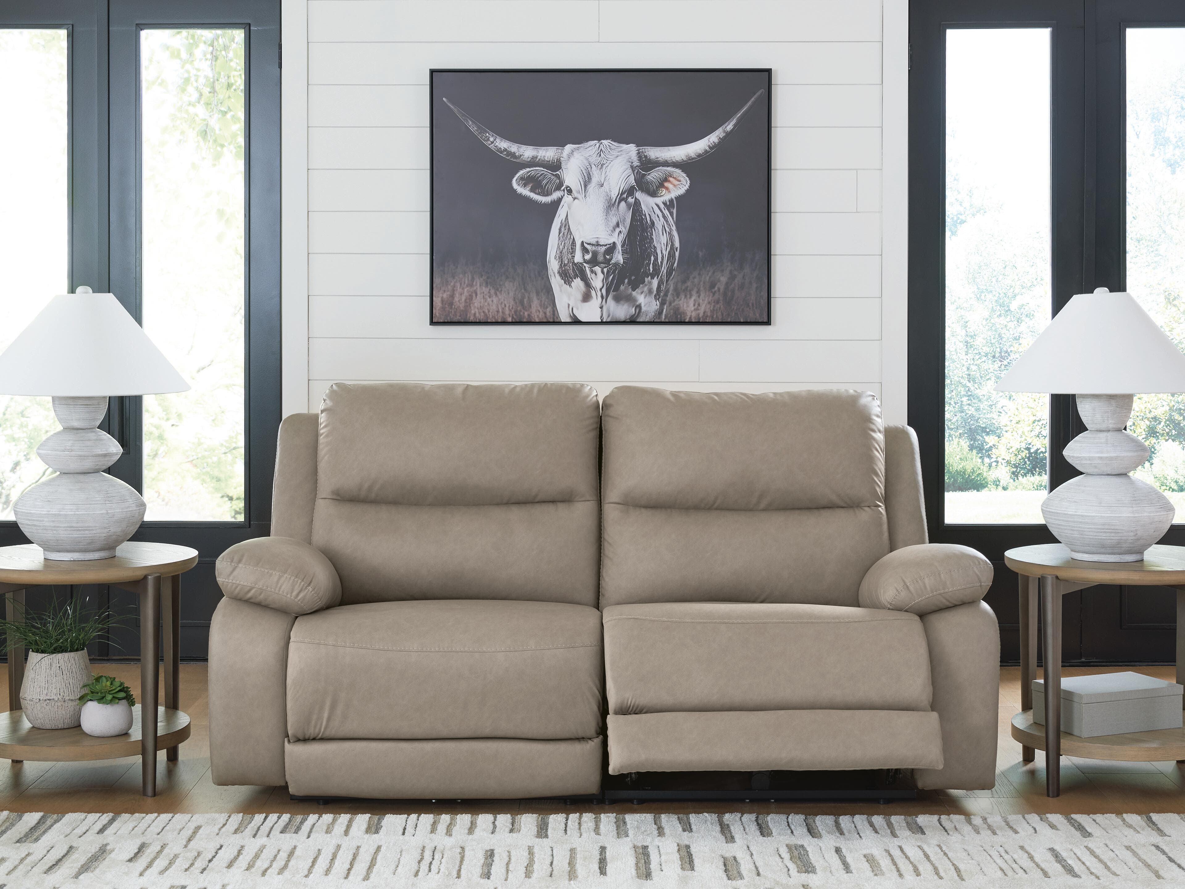 Brannigan 2-Piece Reclining Loveseat — Pebble — view 3