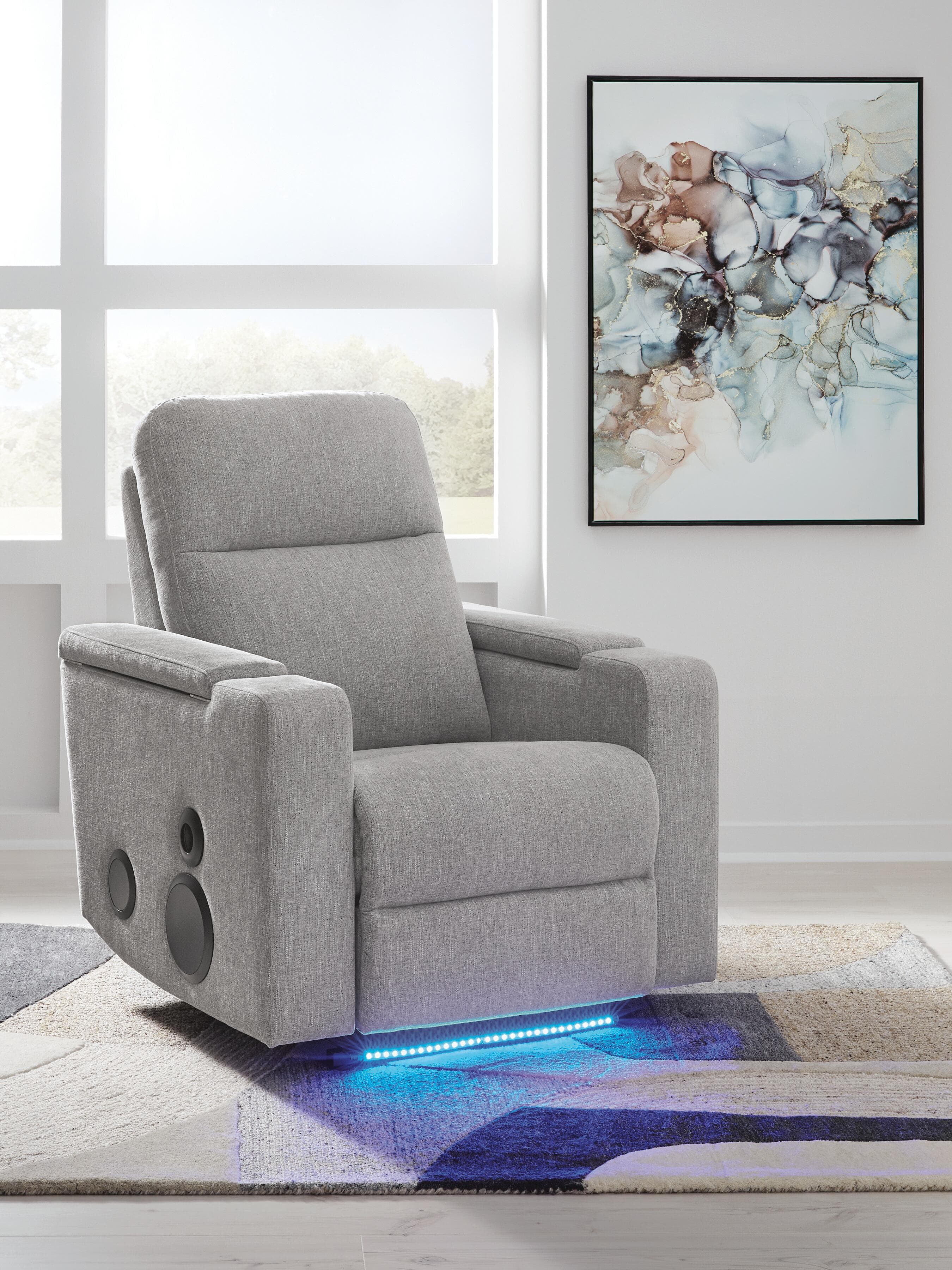 Landdin Power Glider Recliner with Audio System — Black/Gray — view 2