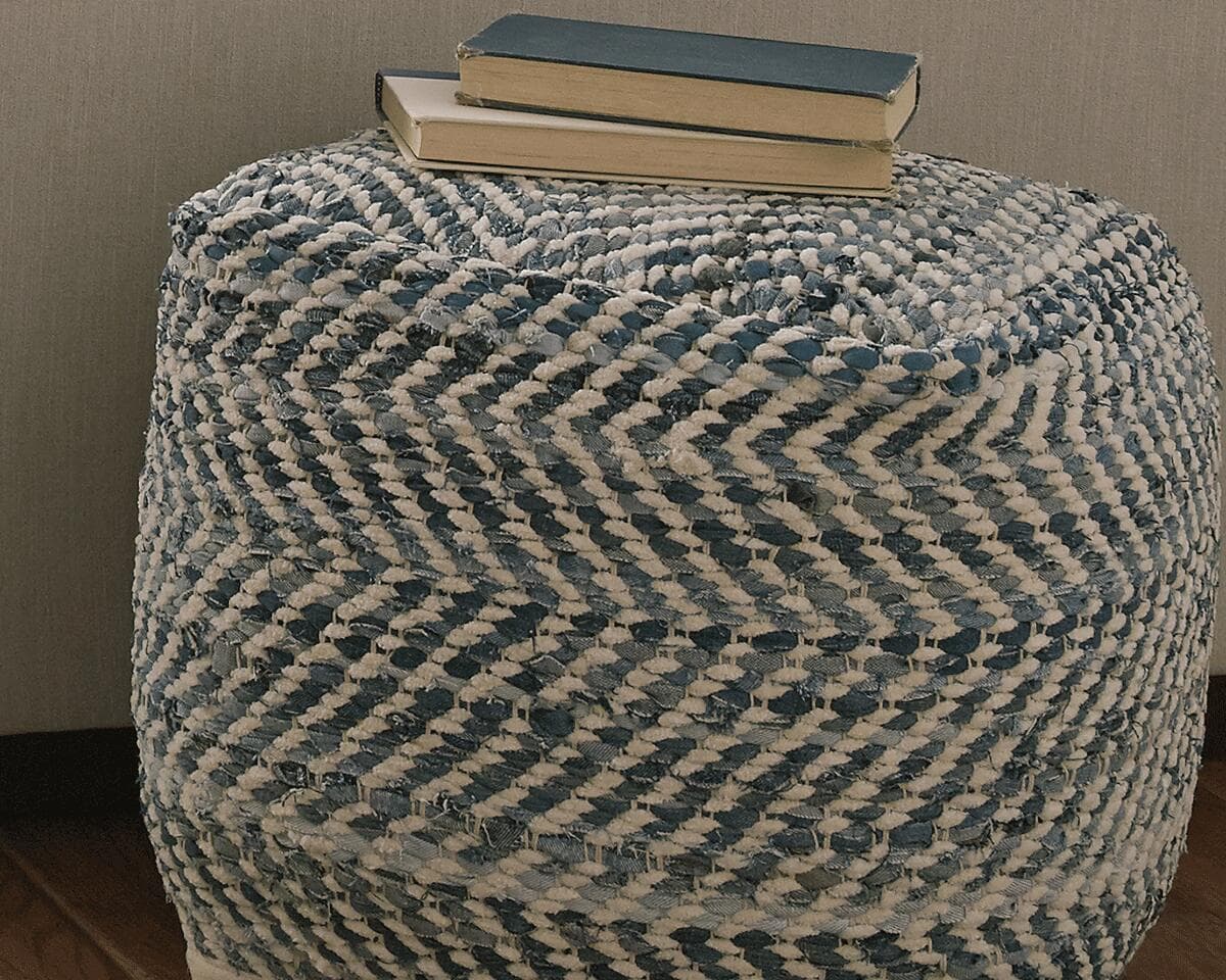 Chevron Pouf — Blue — view 2
