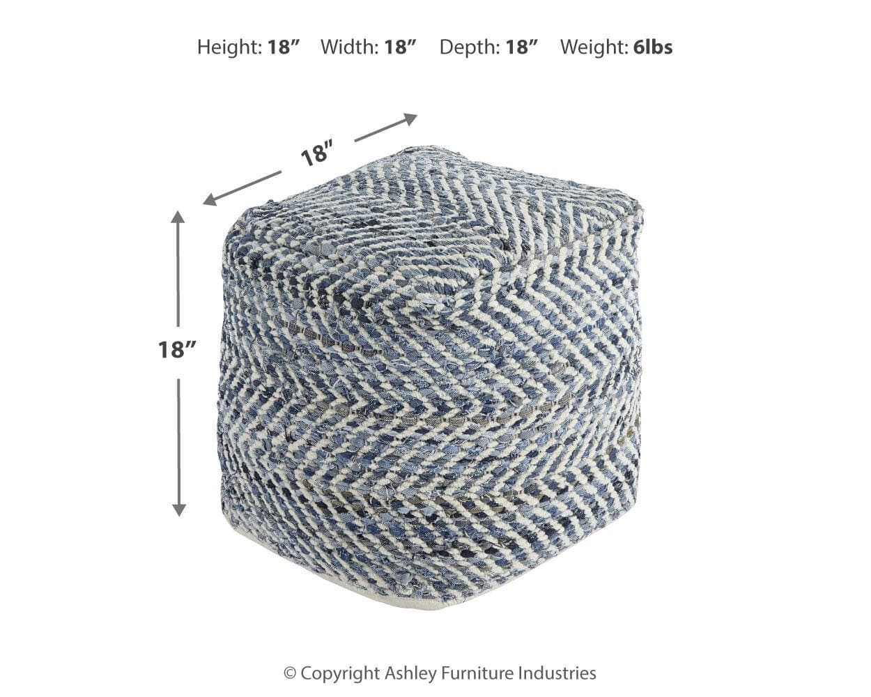 Chevron Pouf — Blue — view 3