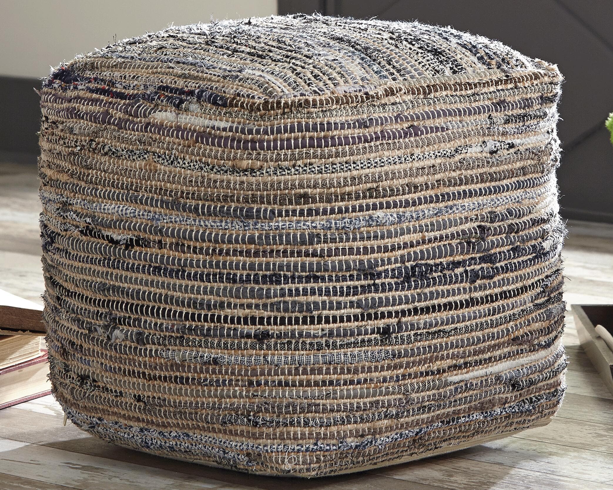 Absalom Pouf — Black/Gray & Brown/Beige — view 2