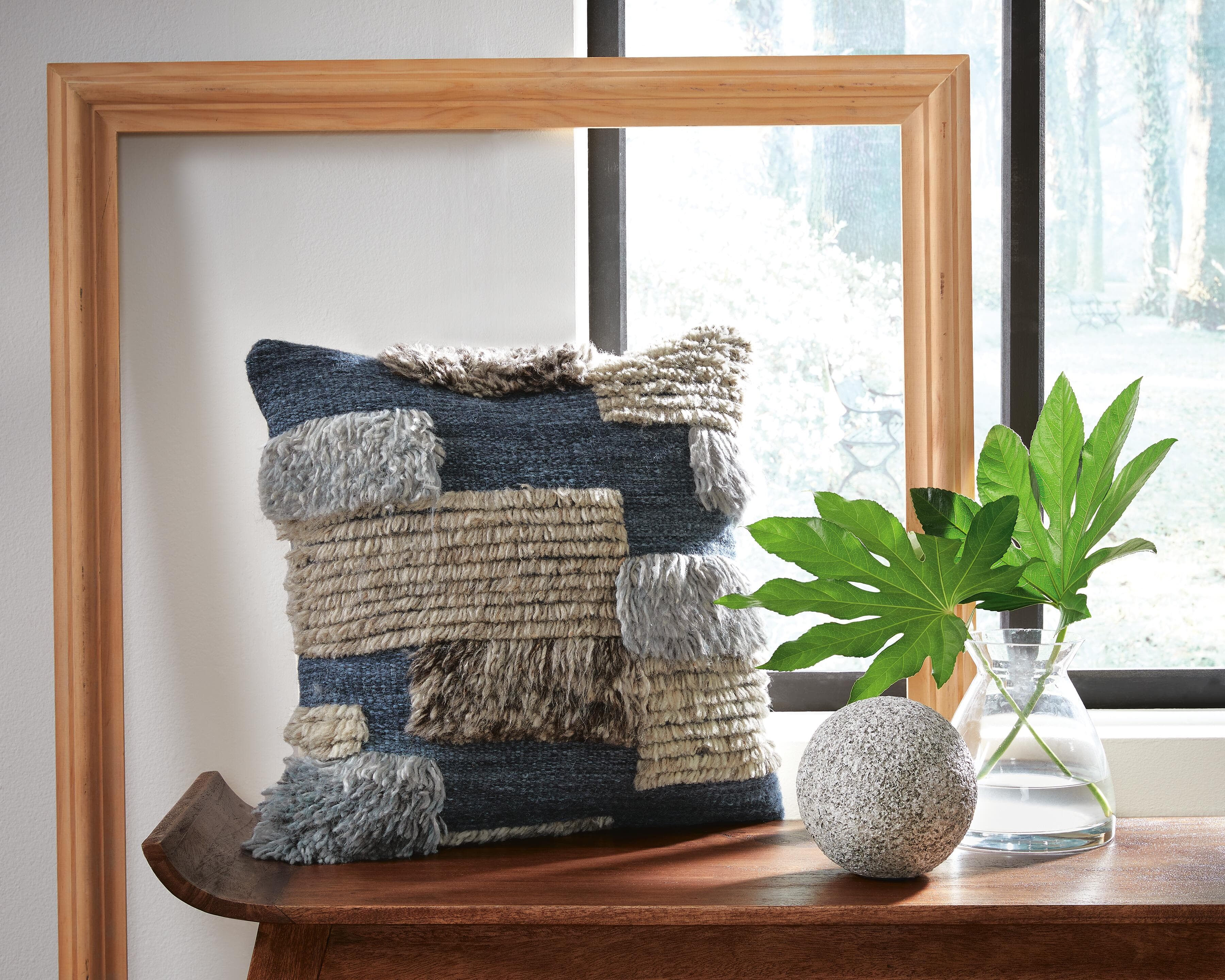 Gibbend Pillow — White, Black/Gray & Blue — view 2