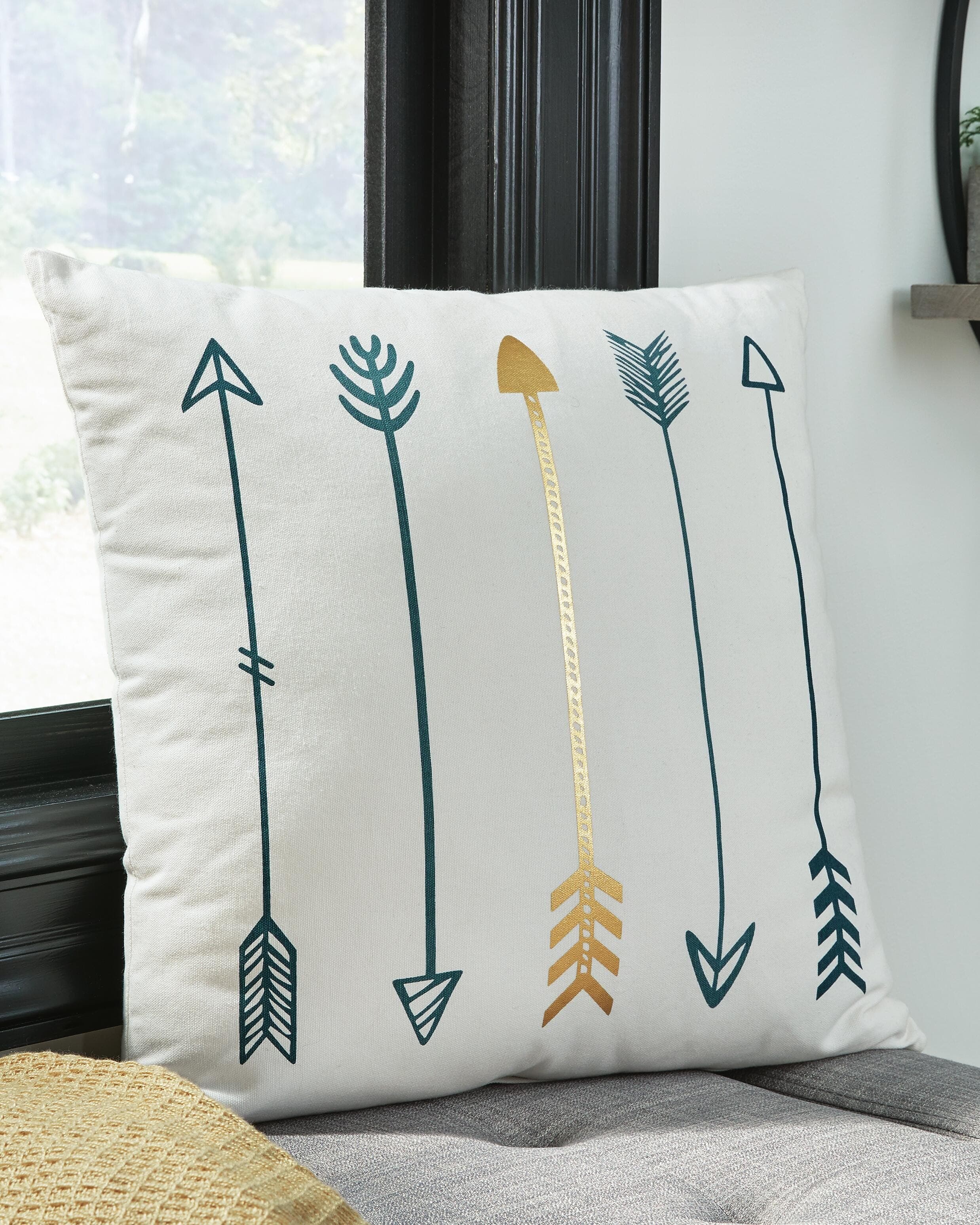 Gyldan Pillow (Set of 4) — White, Metallic & Green — view 2