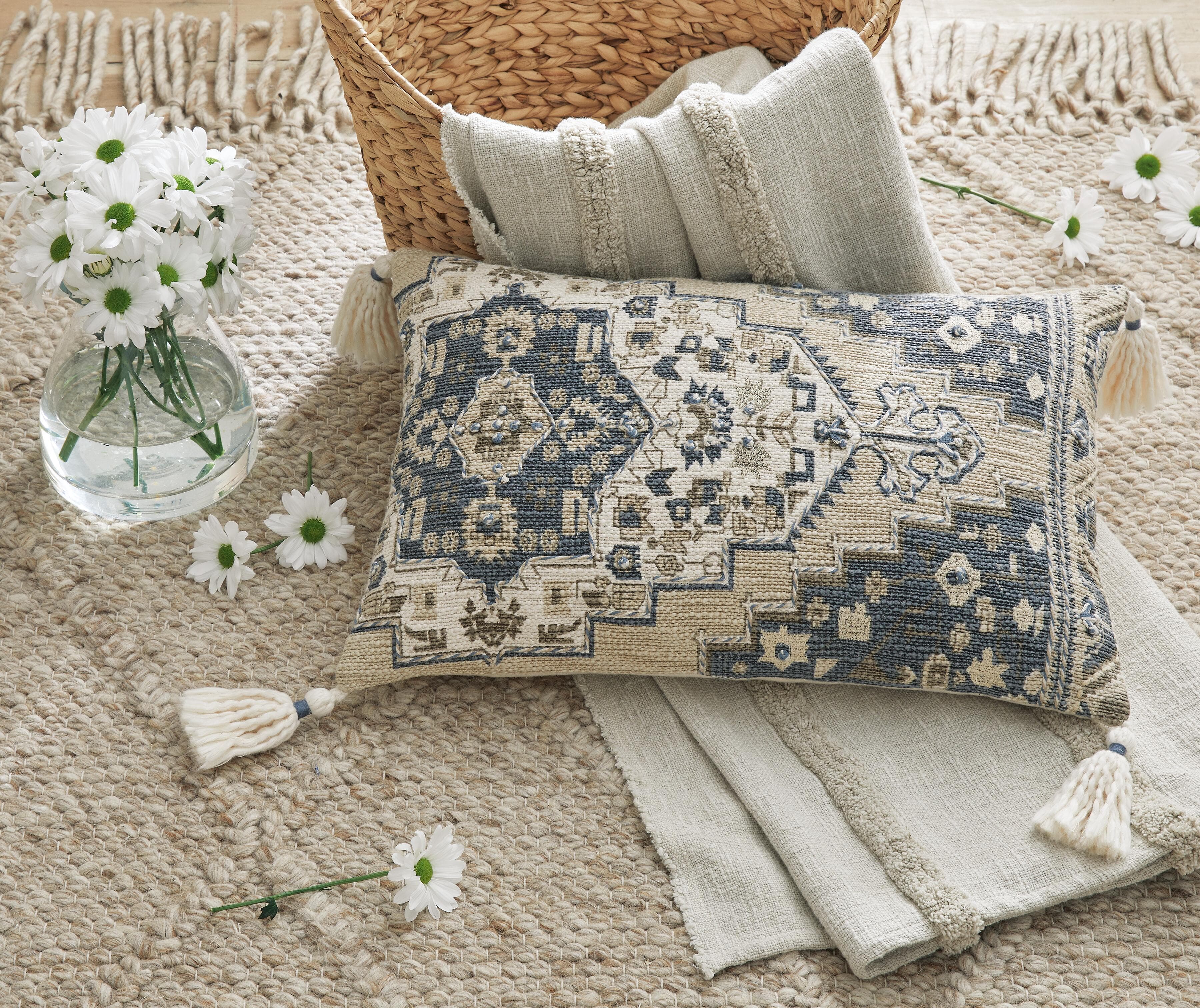 Winbury Pillow (Set of 4) — White, Blue & Brown/Beige — view 2