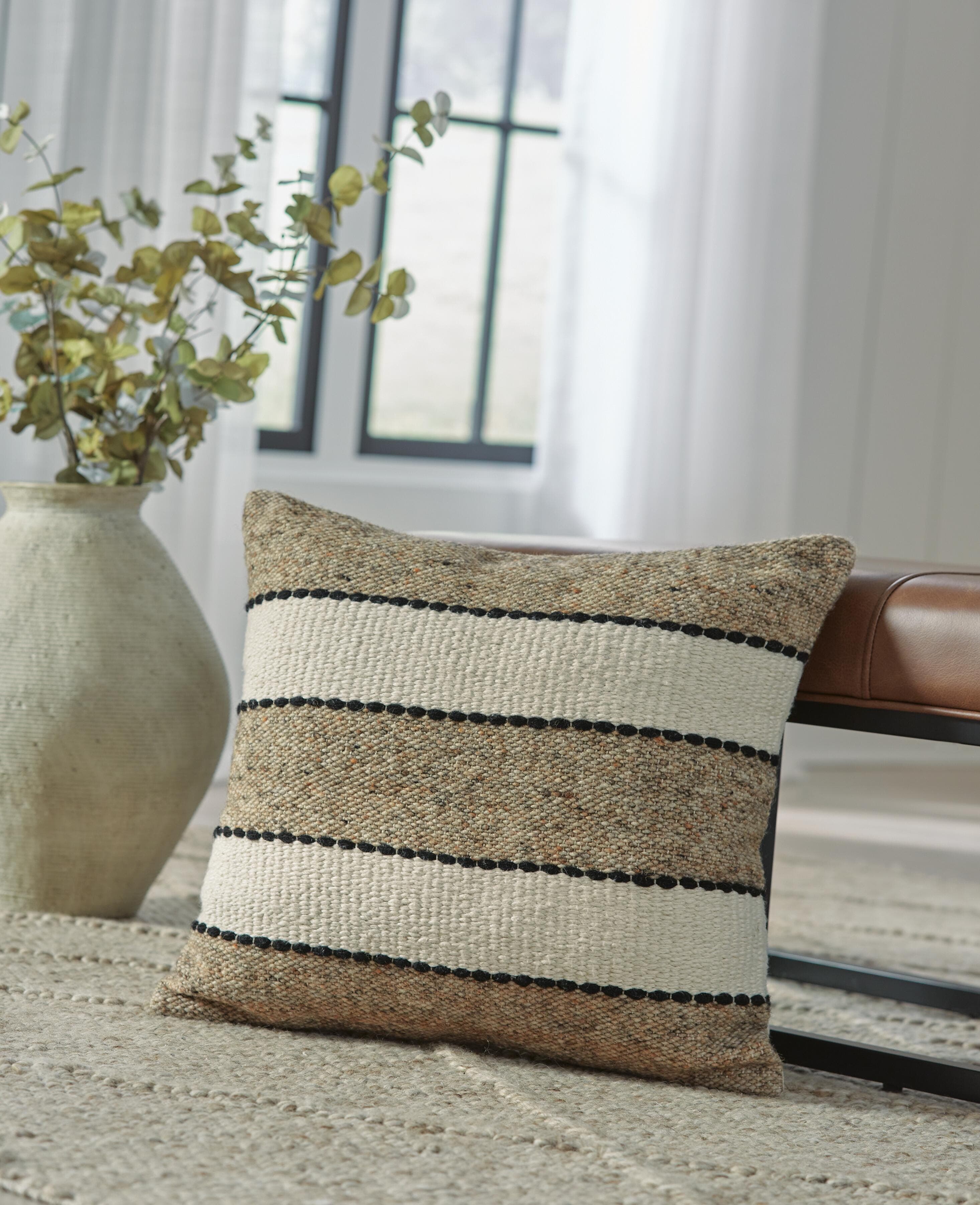 Rueford Pillow (Set of 4) — White & Brown/Beige — view 2
