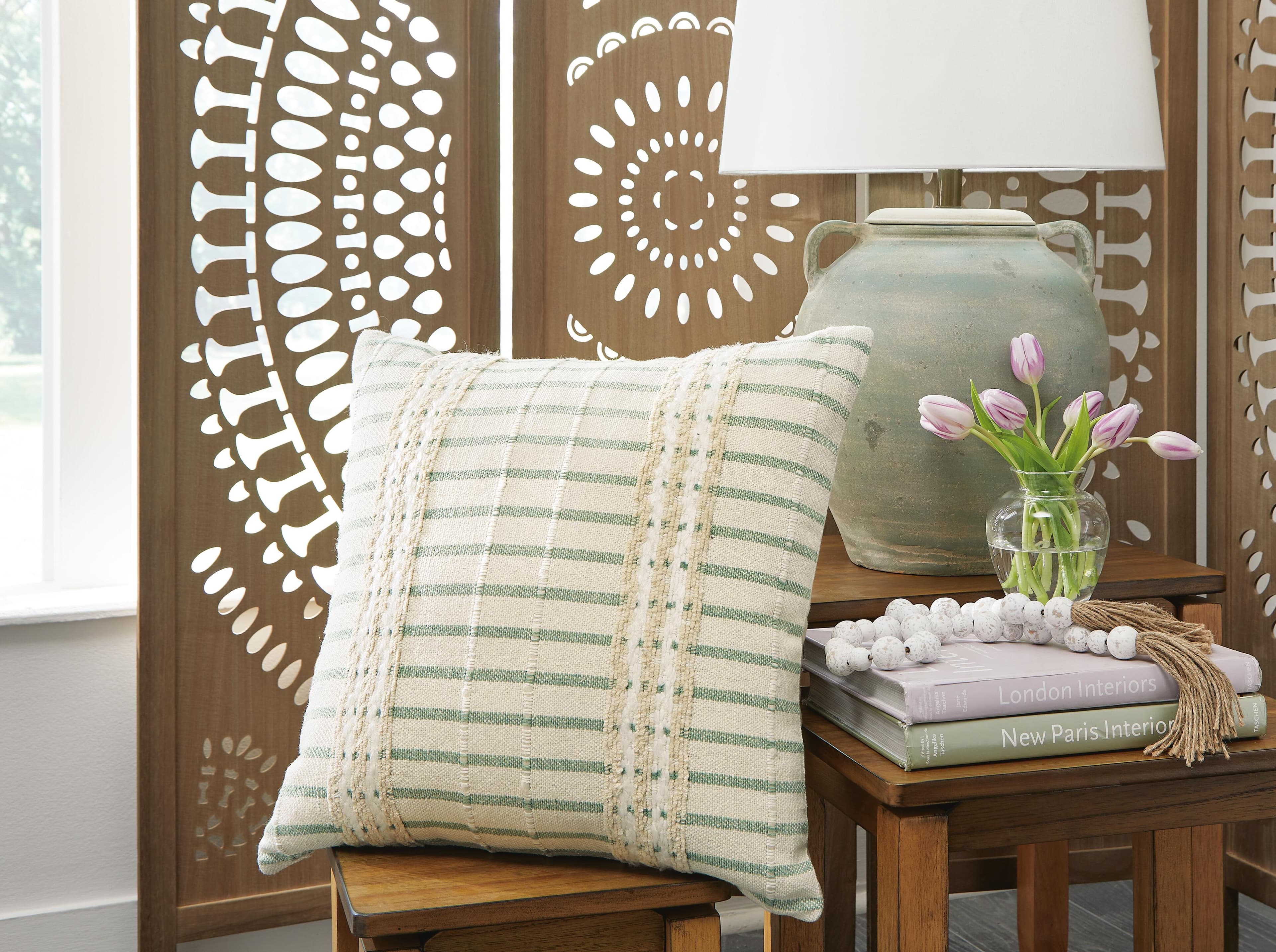 Rowton Pillow (Set of 4) — White & Green — view 2
