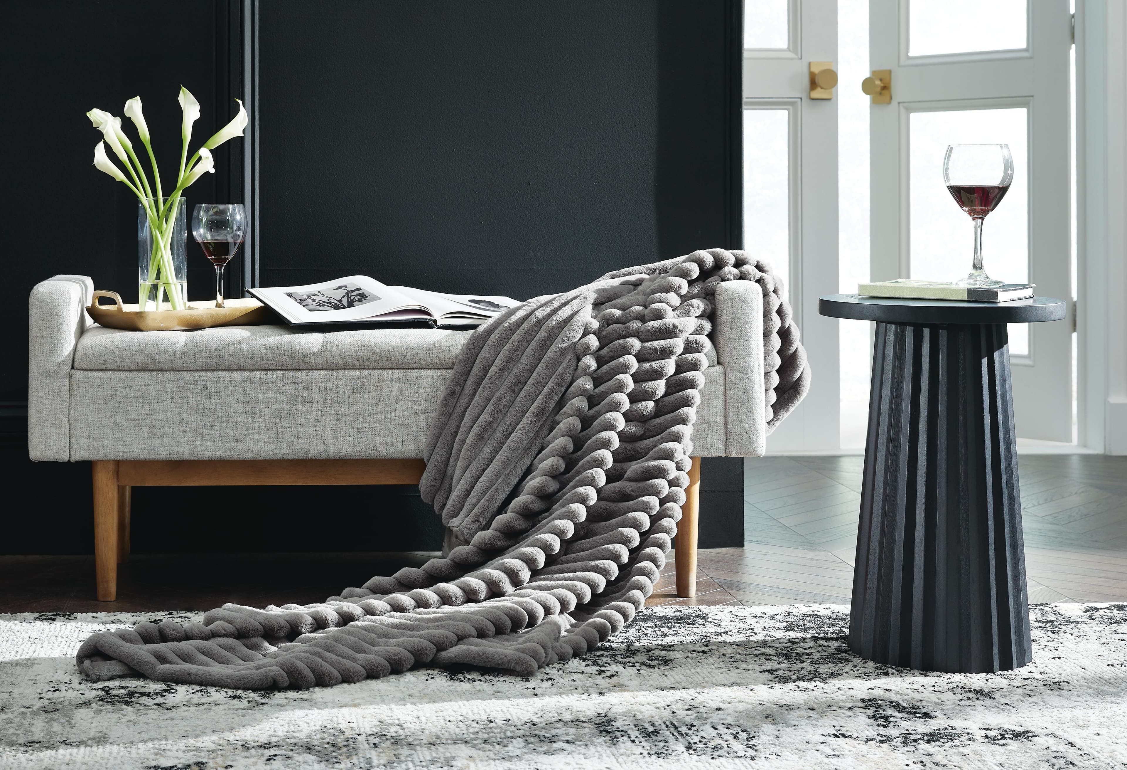 Alsonwell Throw (Set of 3) — Black/Gray — view 2