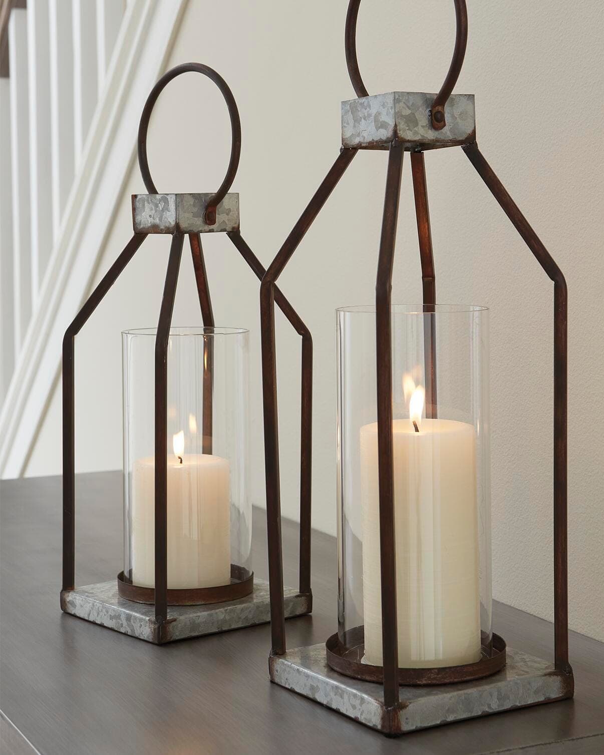 Diedrick Lantern (Set of 2) — Brown/Beige & Metallic — view 2