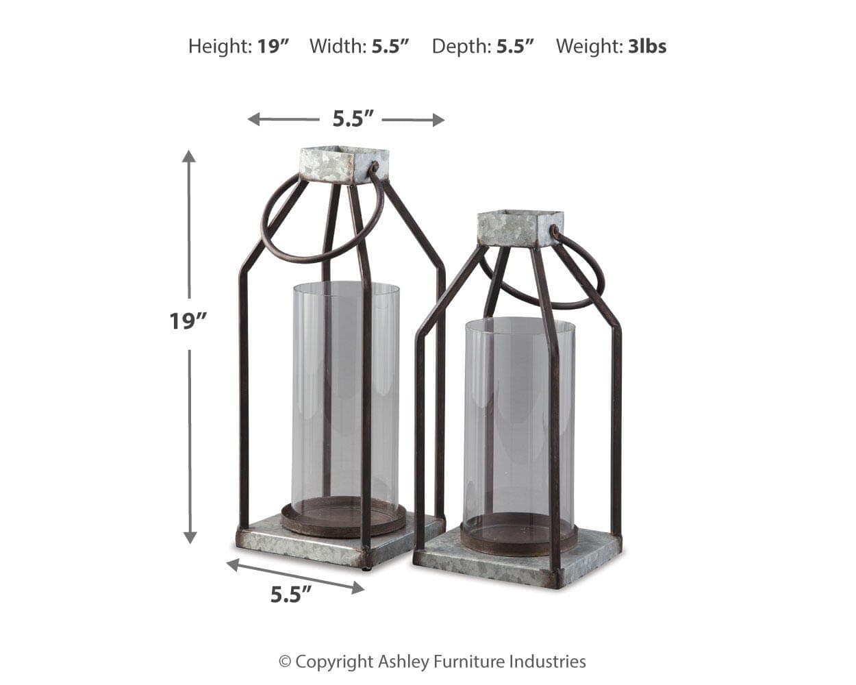 Diedrick Lantern (Set of 2) — Brown/Beige & Metallic — view 3